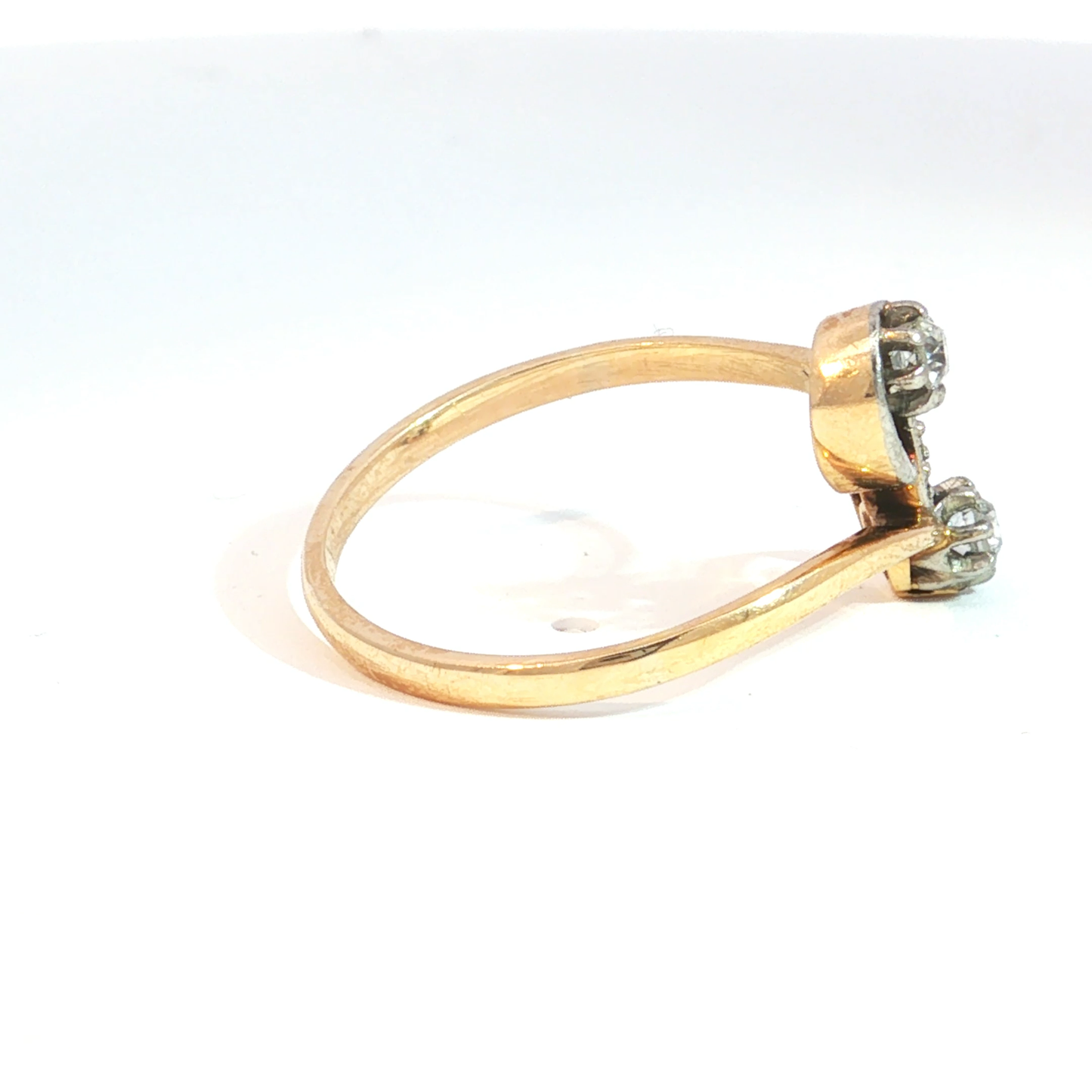 Antique Edwardian Old Mine Cut Diamond Bypass Style Ring