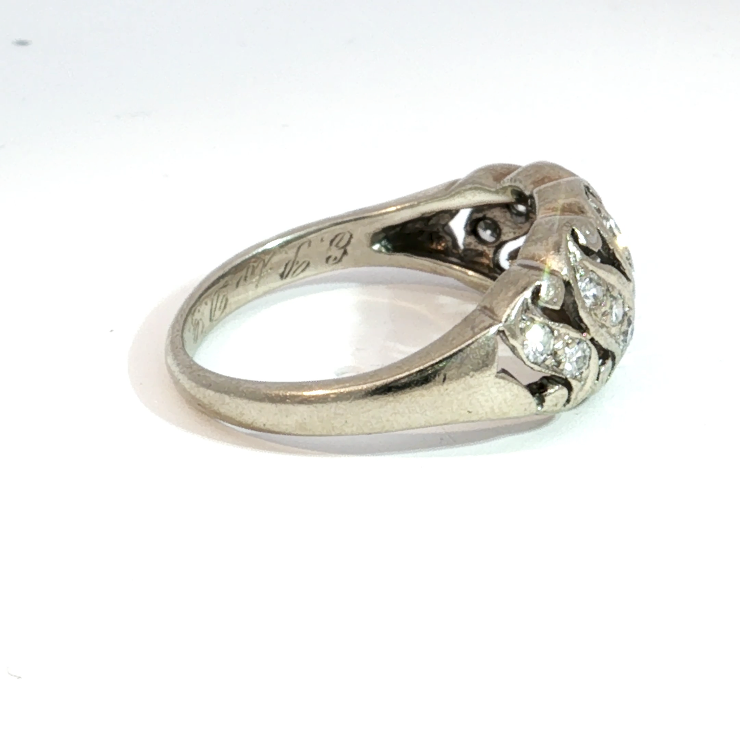 Art Deco Diamond Band in 14k White Gold