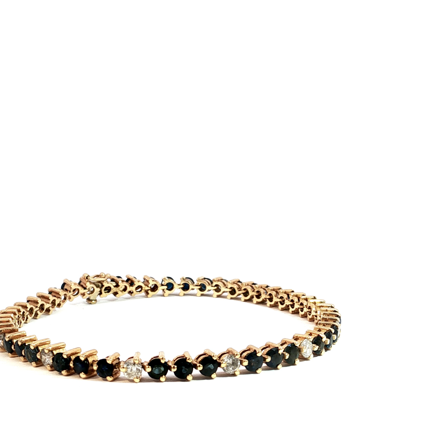 Deep Blue Sapphire Yellow Gold Tennis Bracelet