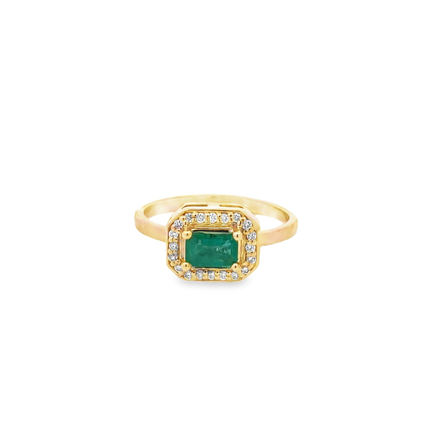 Emerald and diamond east west ring - SLV original design