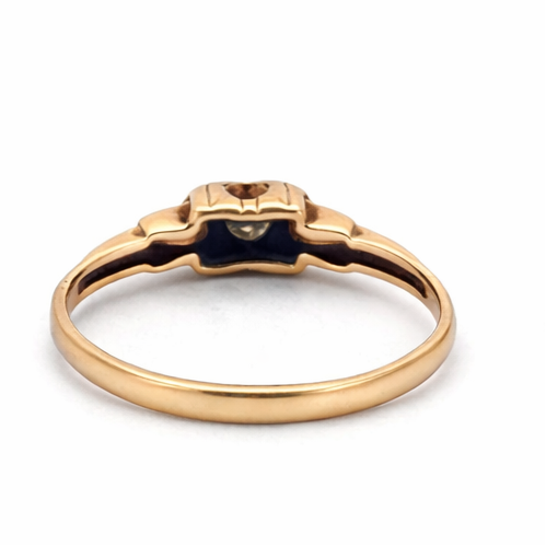 Vintage 1940s two tone diamond solitaire ring in 14k gold