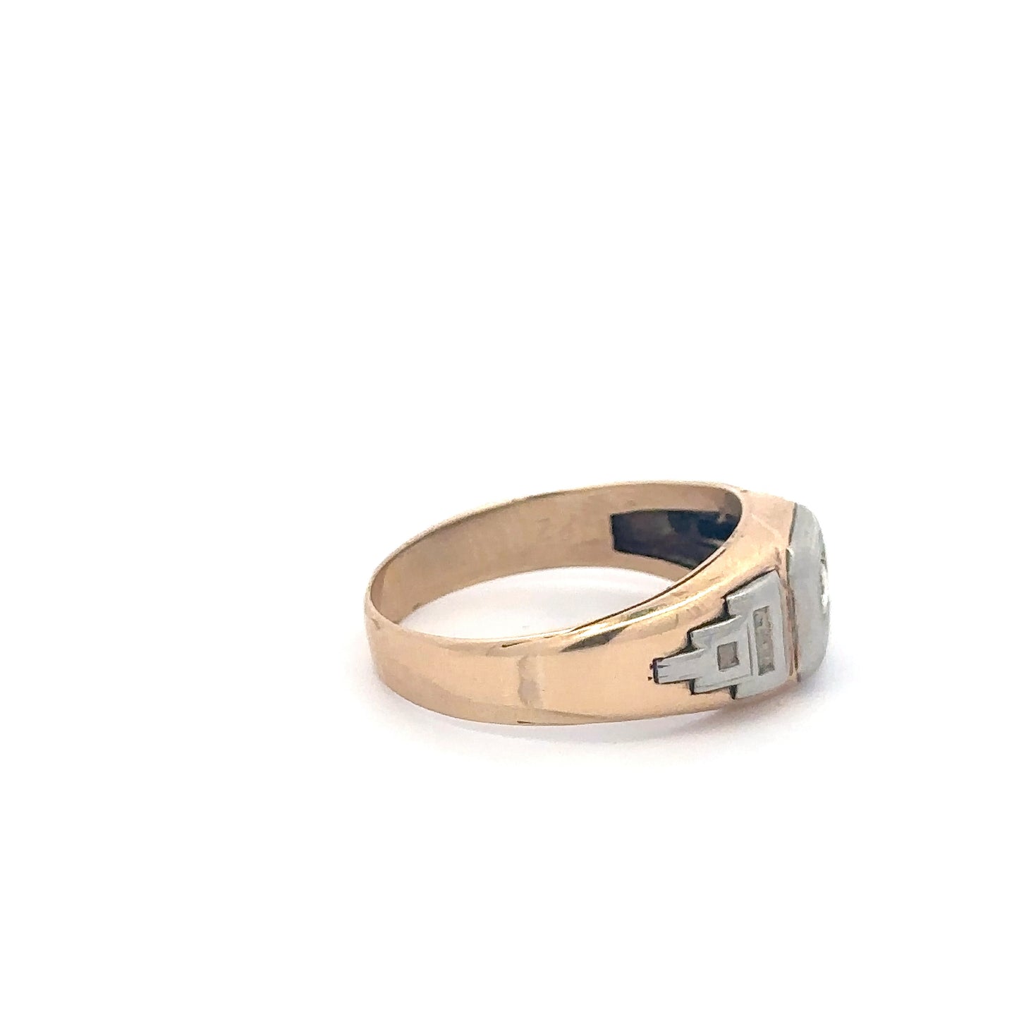 Vintage 1940s menswear diamond statement ring in 10k gold