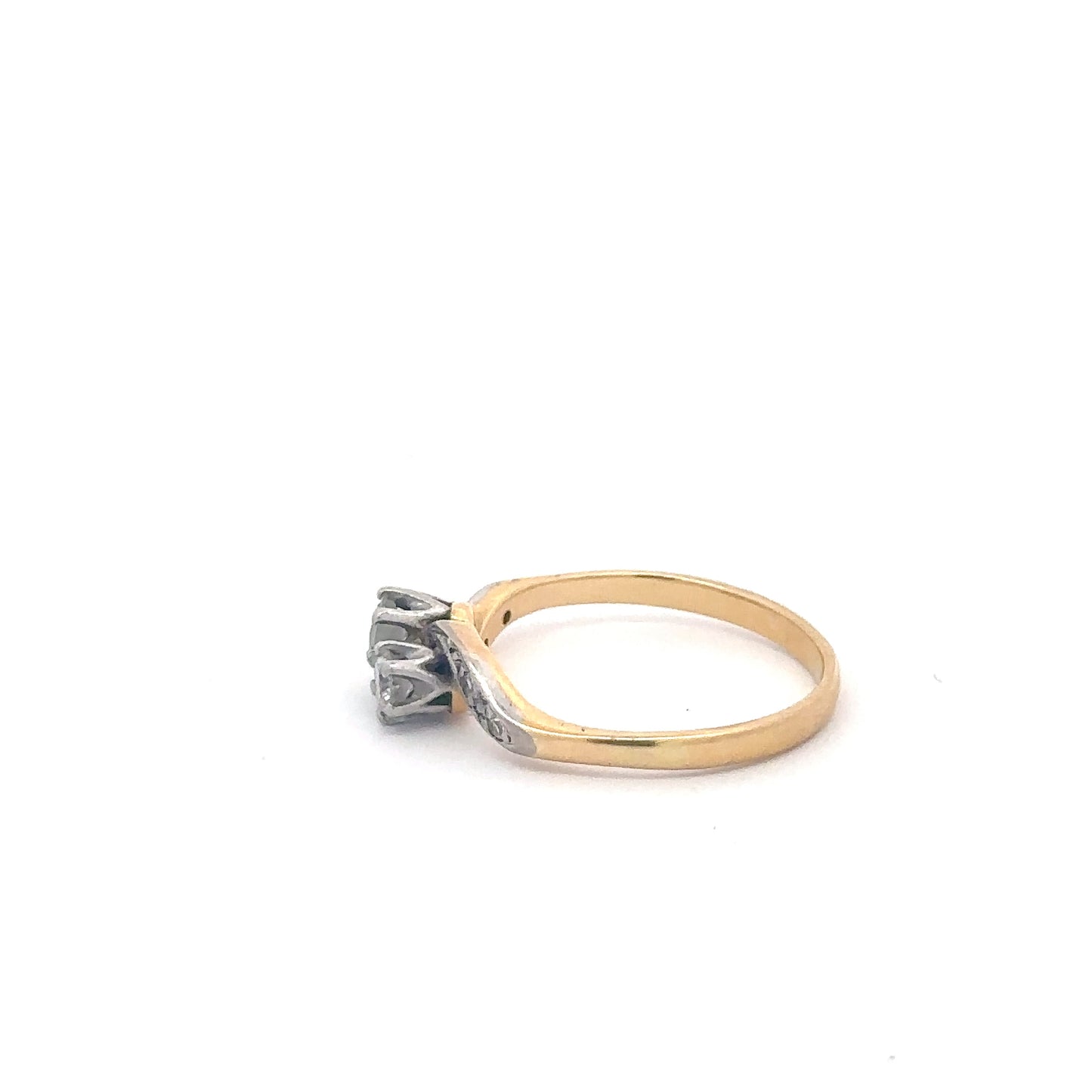 Vintage toi et moi natural diamond ring set in 18k yellow and white gold