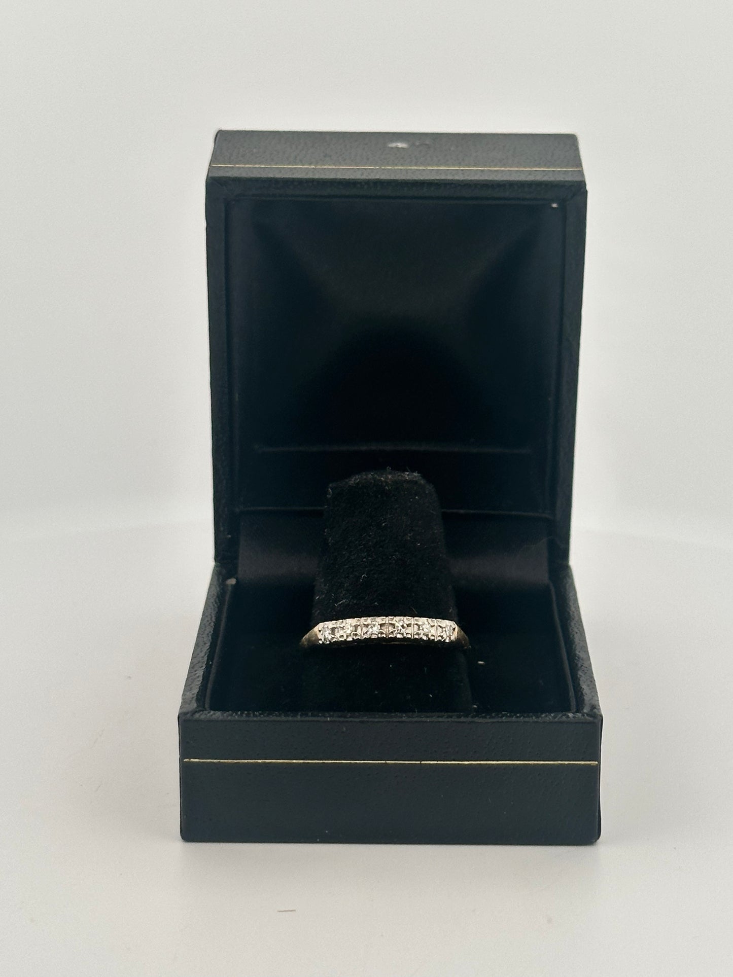 Natural diamond two toned stacker in 14k gold