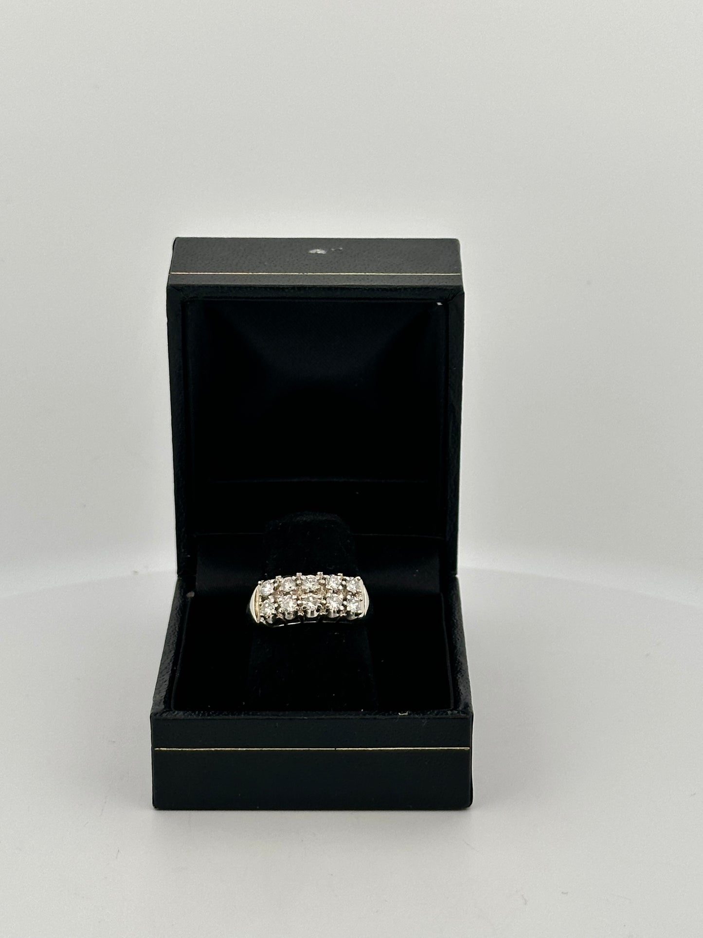 Vintage natural double diamond stacker in 14k white gold