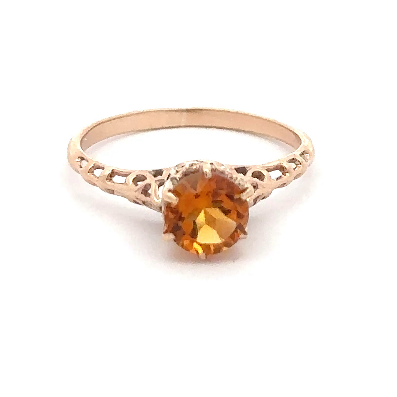 Antique citrine solitaire ring in 14k yellow gold