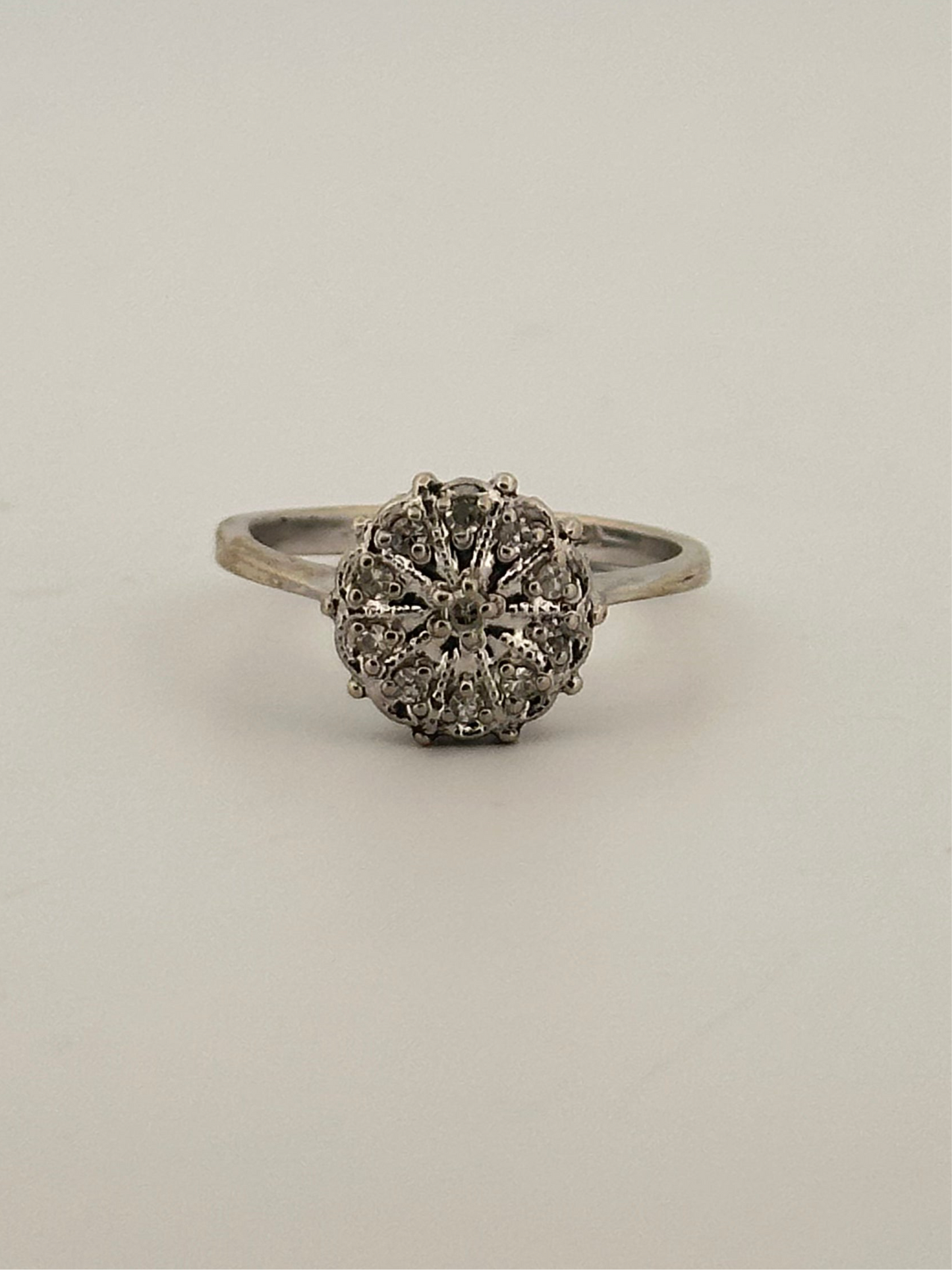 Vintage natural diamond cluster ring in 10k white gold