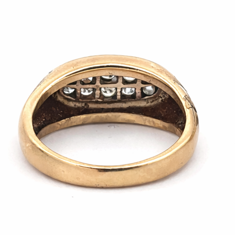 Diamond cluster signet ring in 10k yellow gold