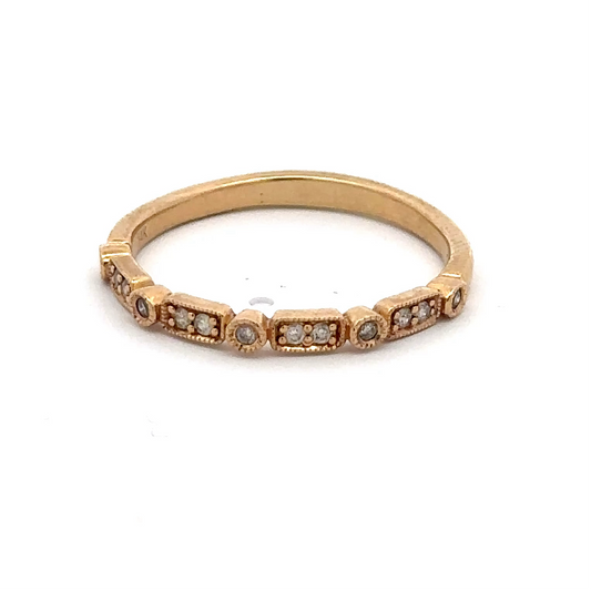 Vintage 14k yellow gold natural diamond dot dash band
