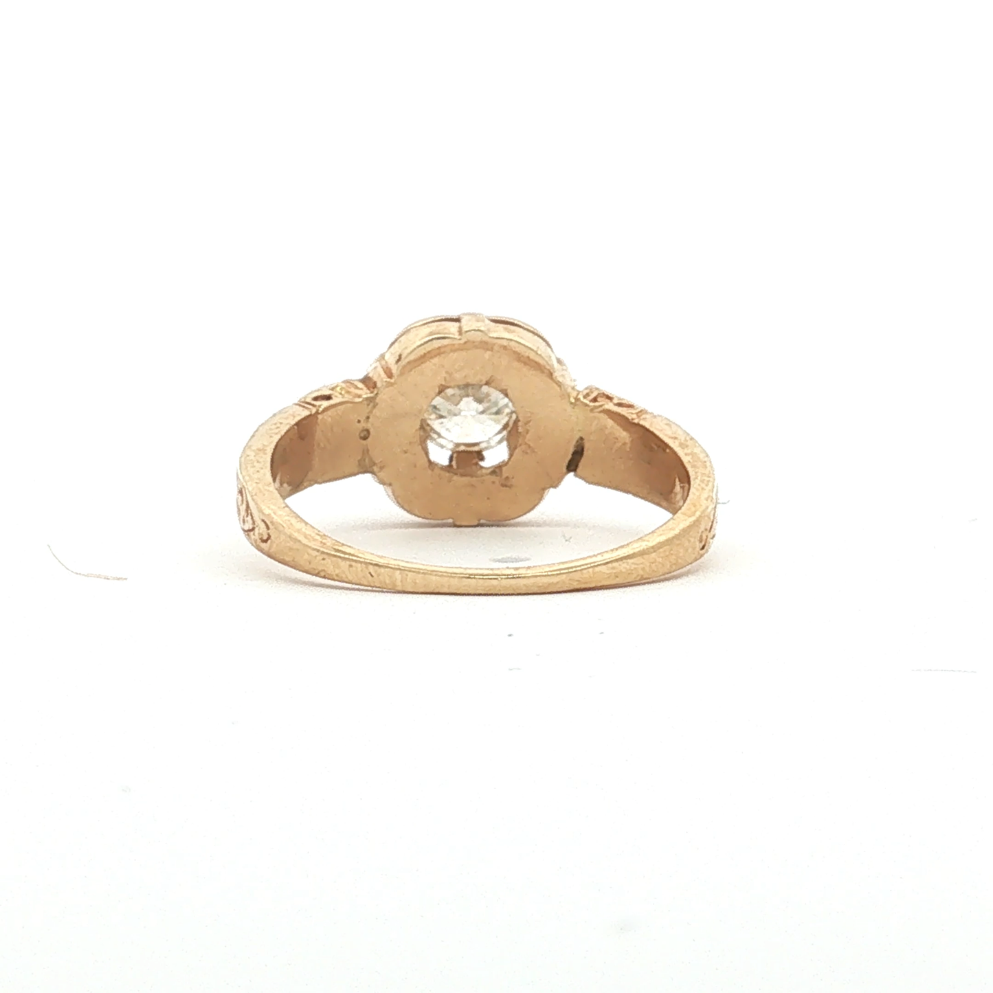 Vintage Engraved Rose Gold Diamond Solitaire Ring