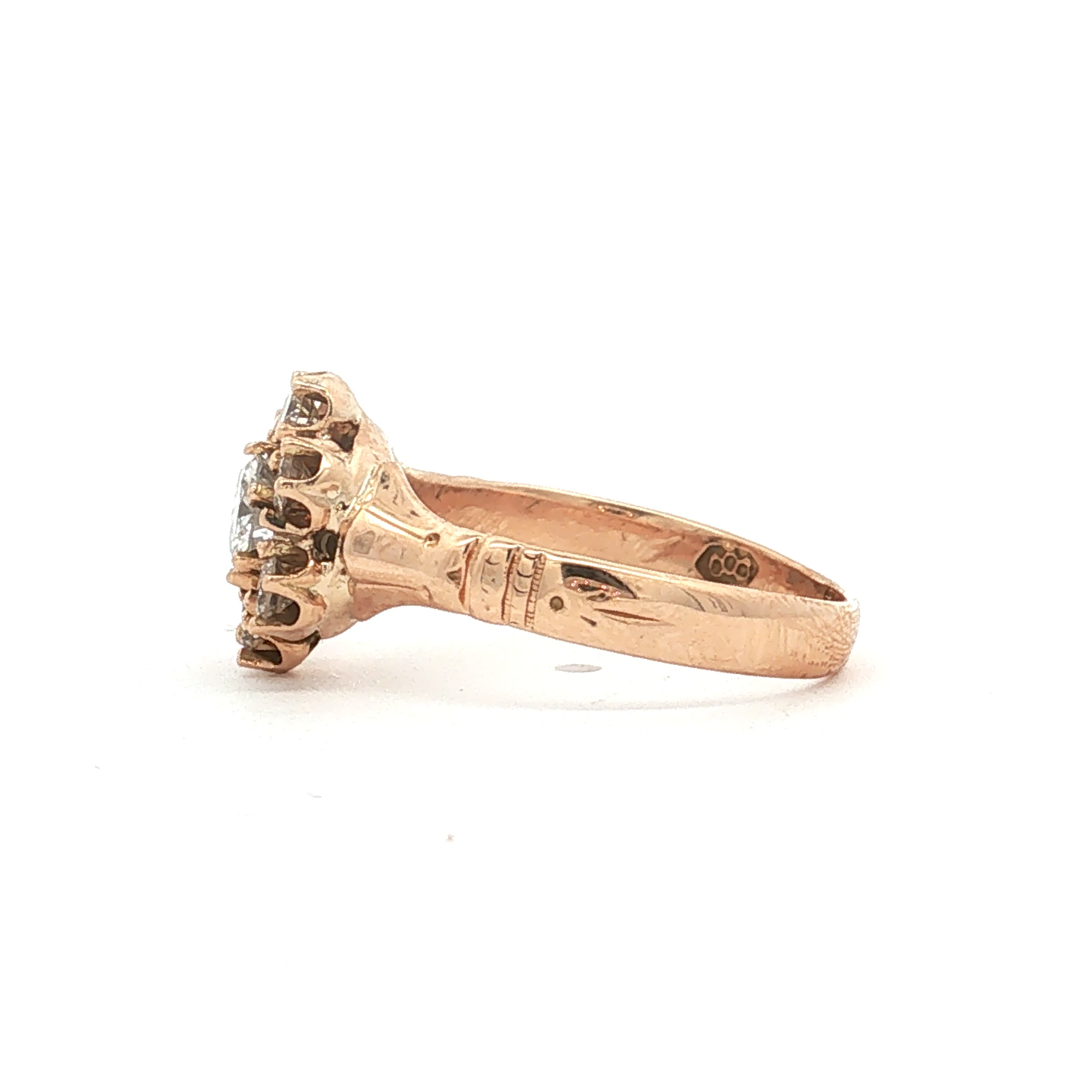 Antique Victorian Diamond Cluster Ring in 14k Yellow Gold