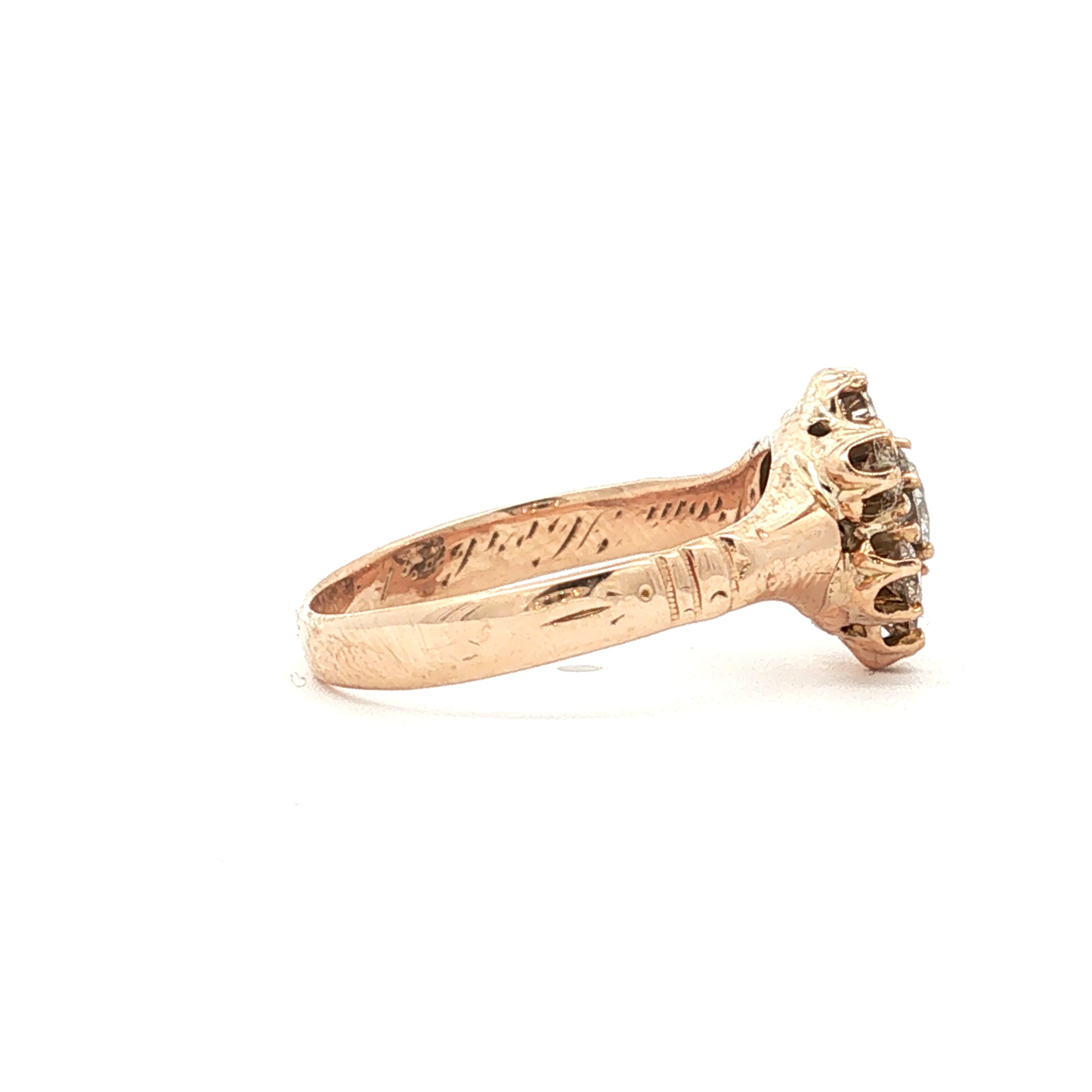 Antique Victorian Diamond Cluster Ring in 14k Yellow Gold