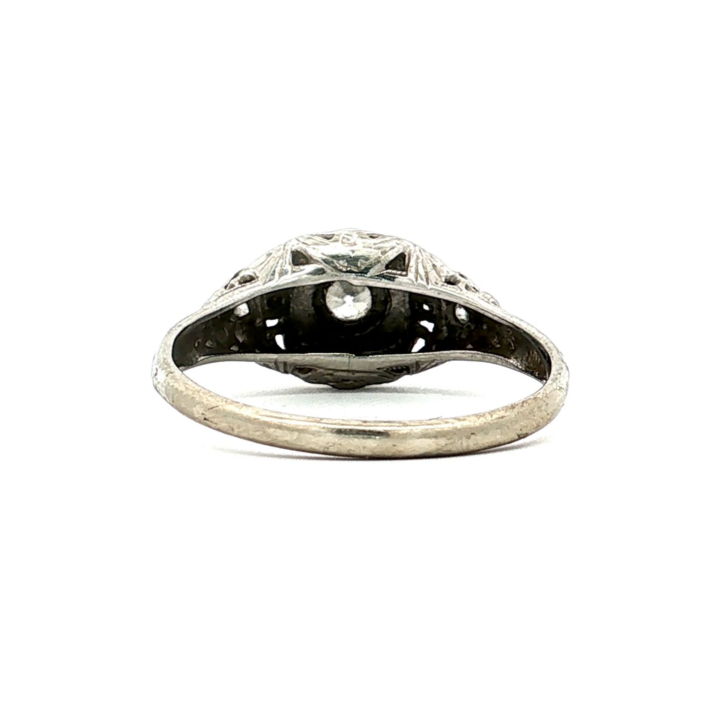 Antique Art Deco Filigree Diamond Ring in 14k White Gold