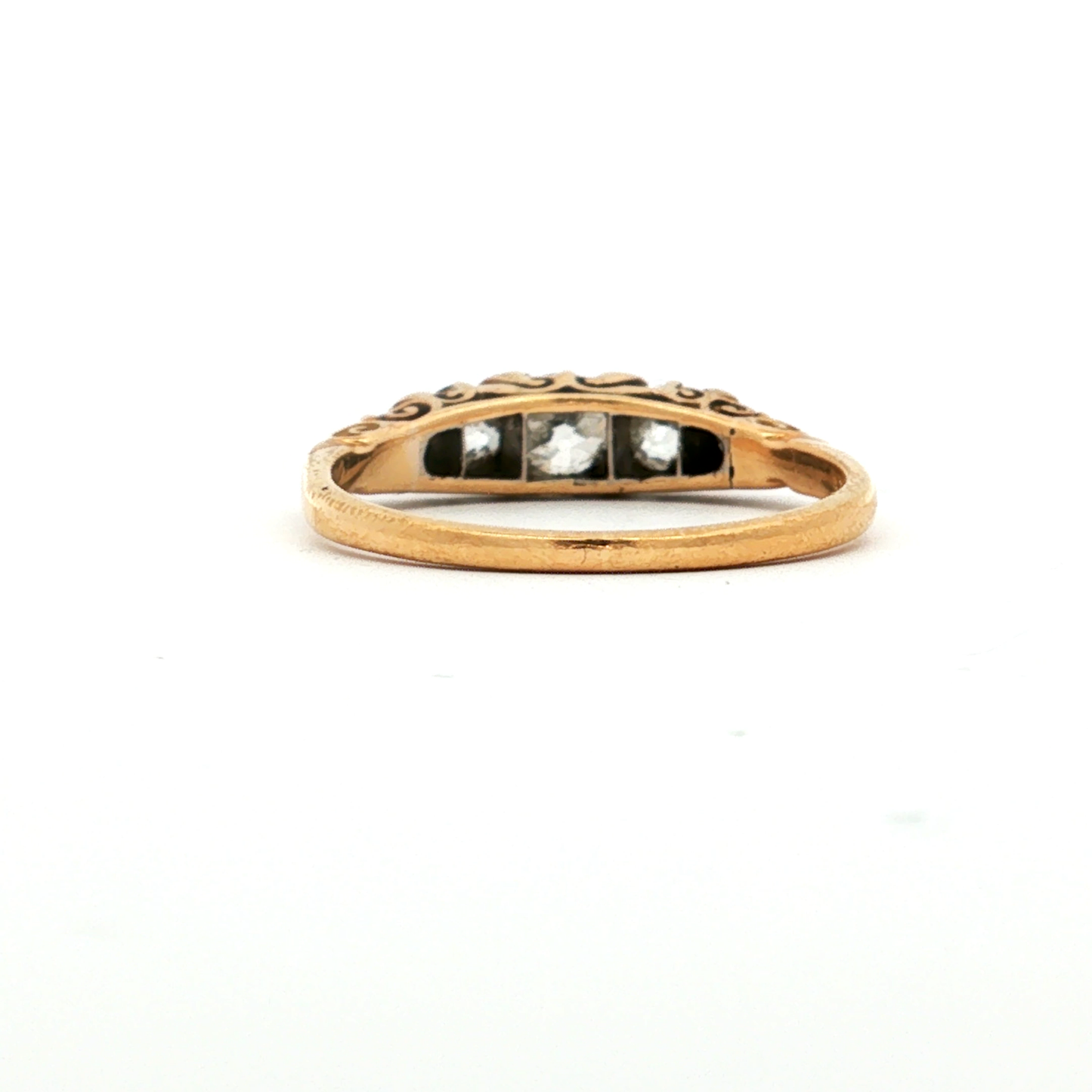 Antique Victorian Old European Cut Natural Diamond Half Hoop Ring in 18k Yellow Gold