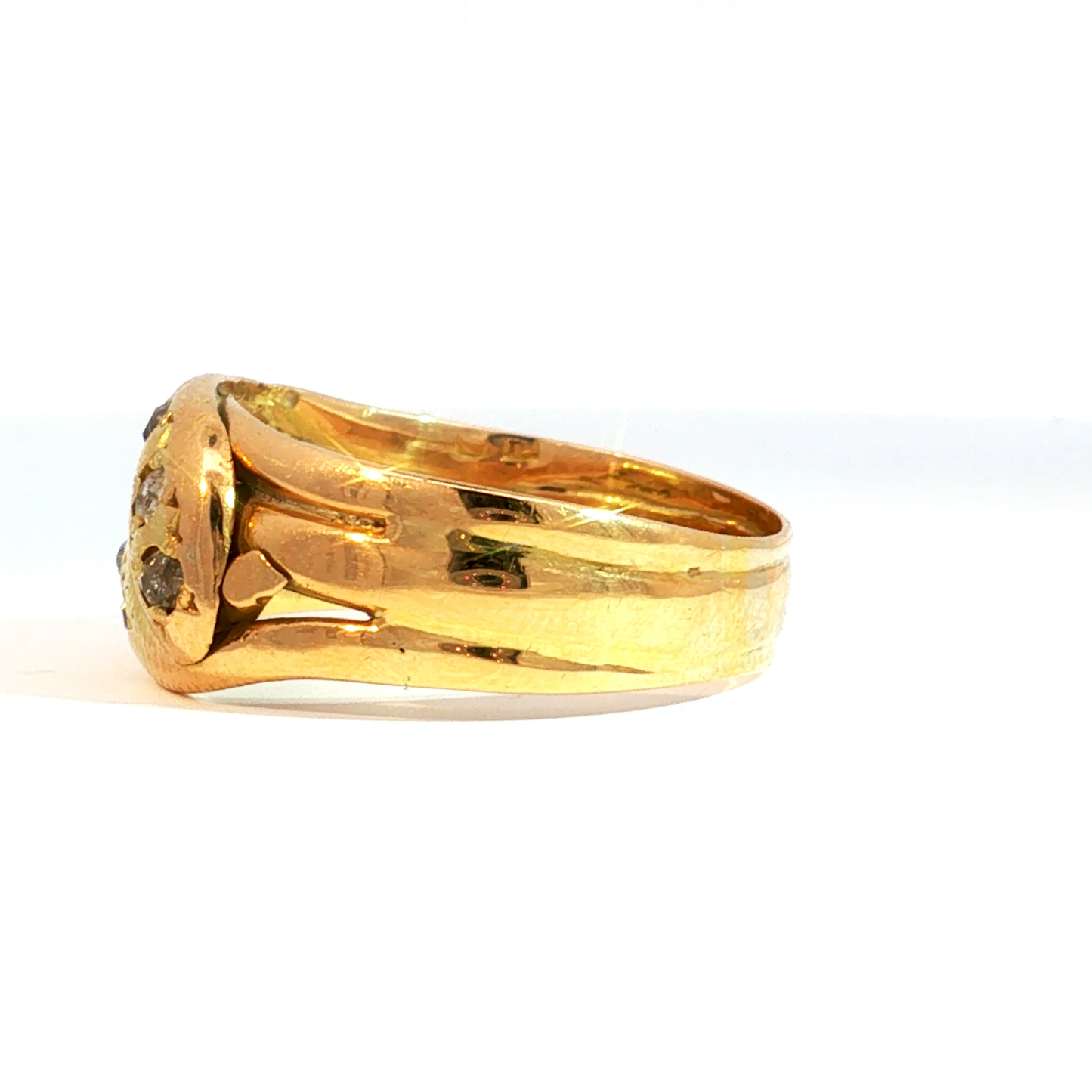 Antique Victorian Double Snake Old Mine Cut Diamond Ring in 18k Yellow Gold