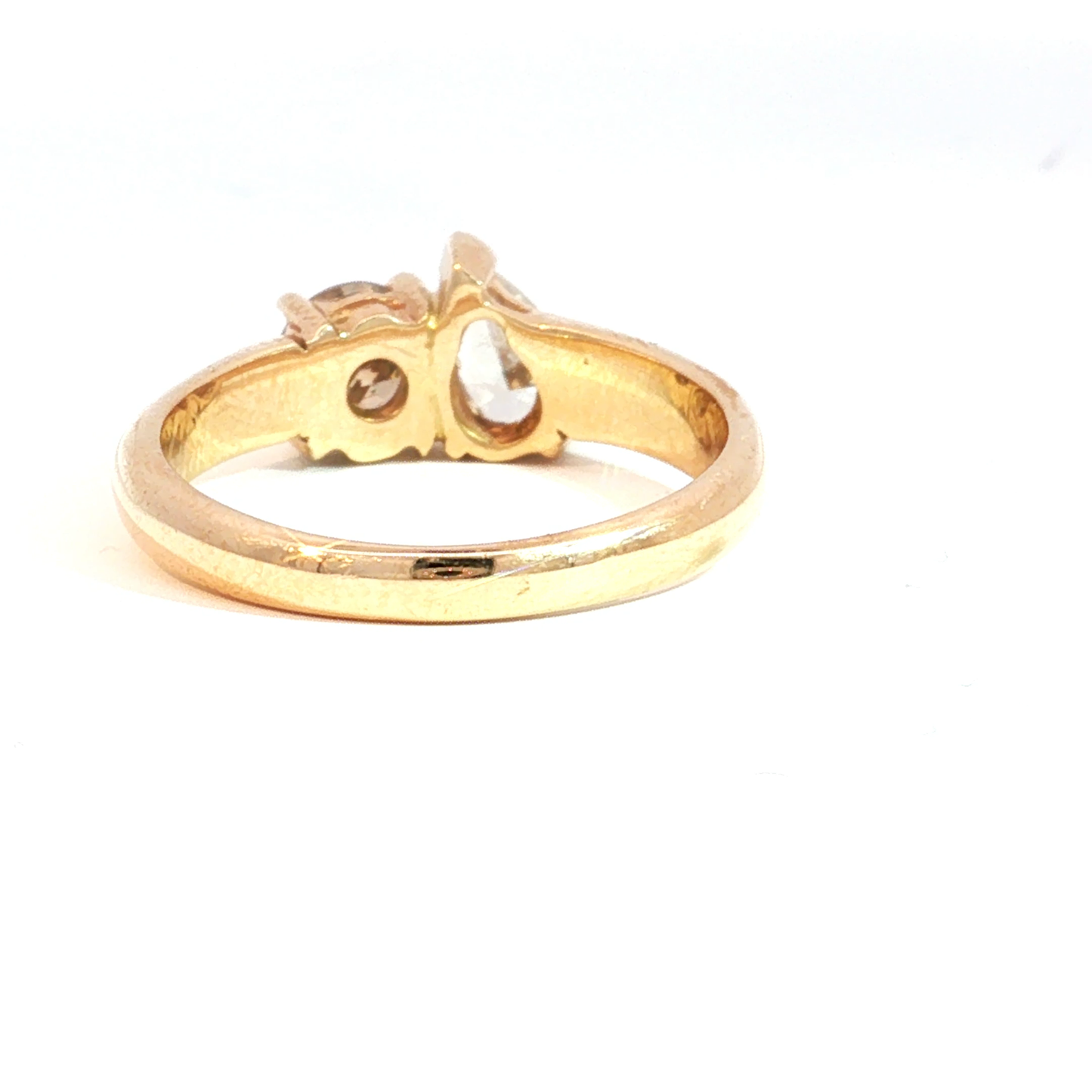 Toi-Et-Moi Natural Pear and Round Chocolate Diamond Ring in 14k Yellow Gold - SLV Original