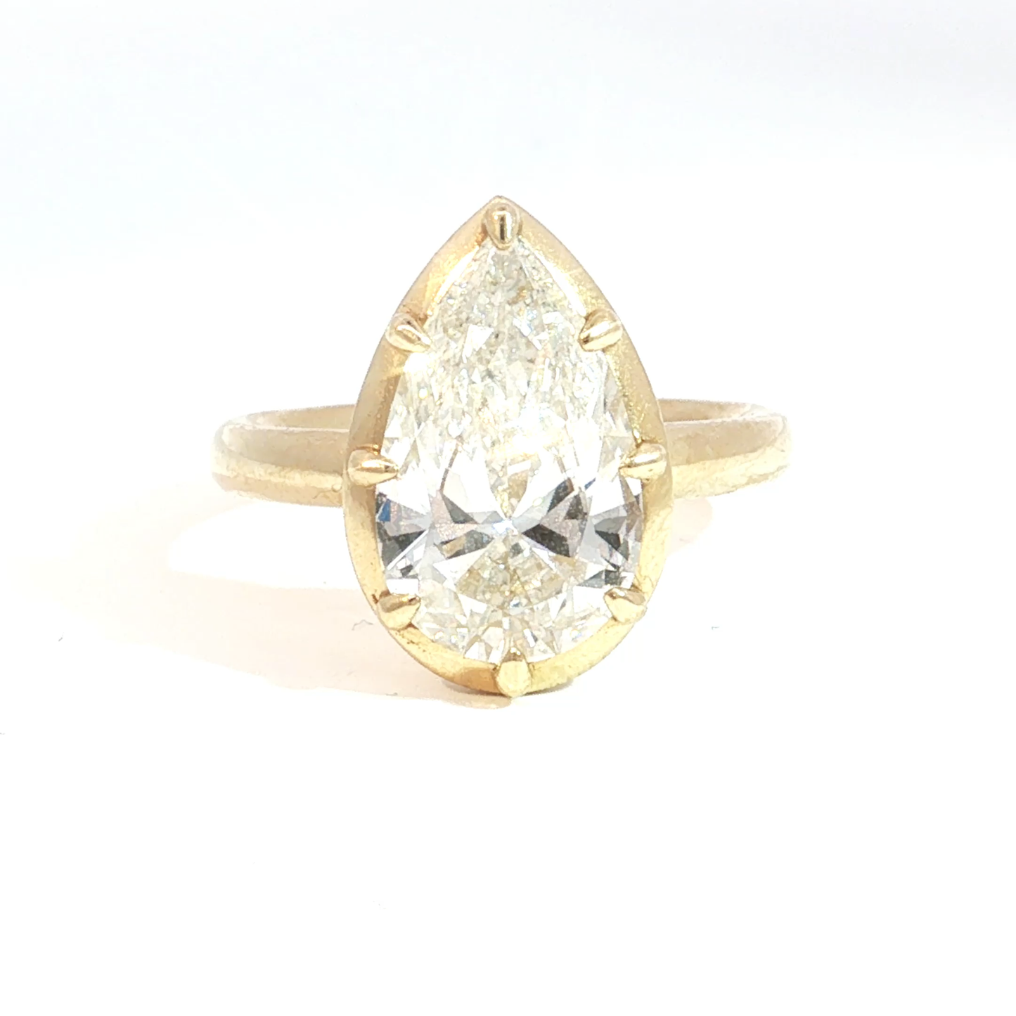 Lab Grown Pear-Shaped Diamond Solitaire Ring in Yellow Gold - SLV Original Design
