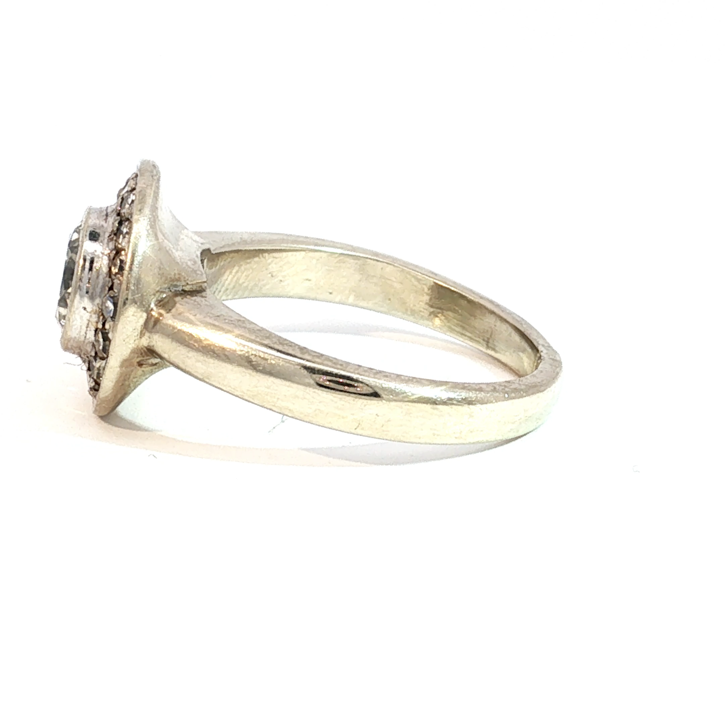 Bezel Set Diamond with Halo in 14k White Gold