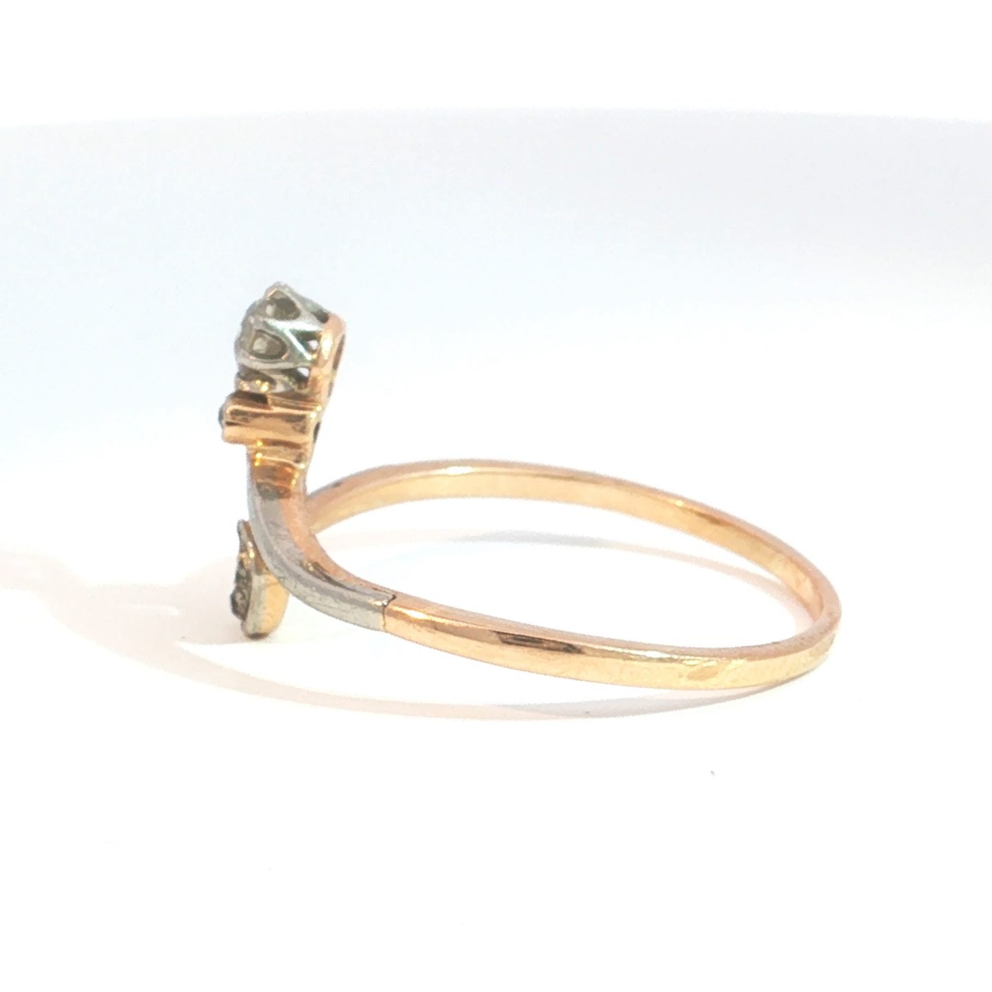 Antique Edwardian Old Mine Cut Diamond Question Mark Ring in 14k Gold