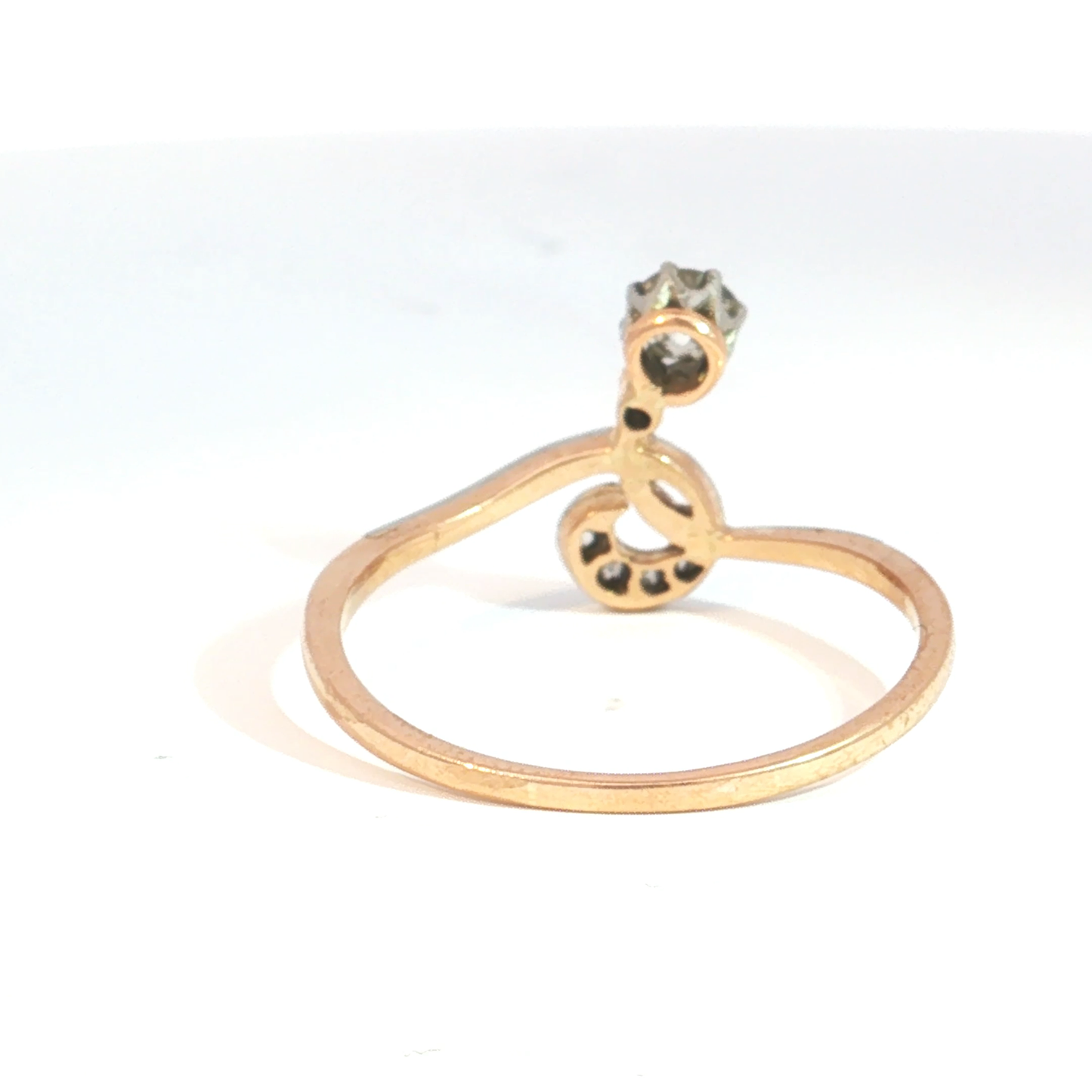Antique Edwardian Old Mine Cut Diamond Question Mark Ring in 14k Gold