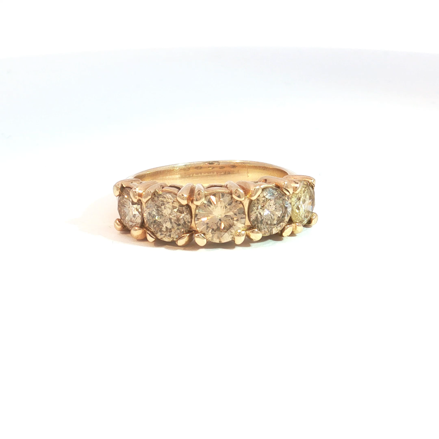 Natural Champagne Diamond Band in 14k Yellow Gold - SLV Original Design