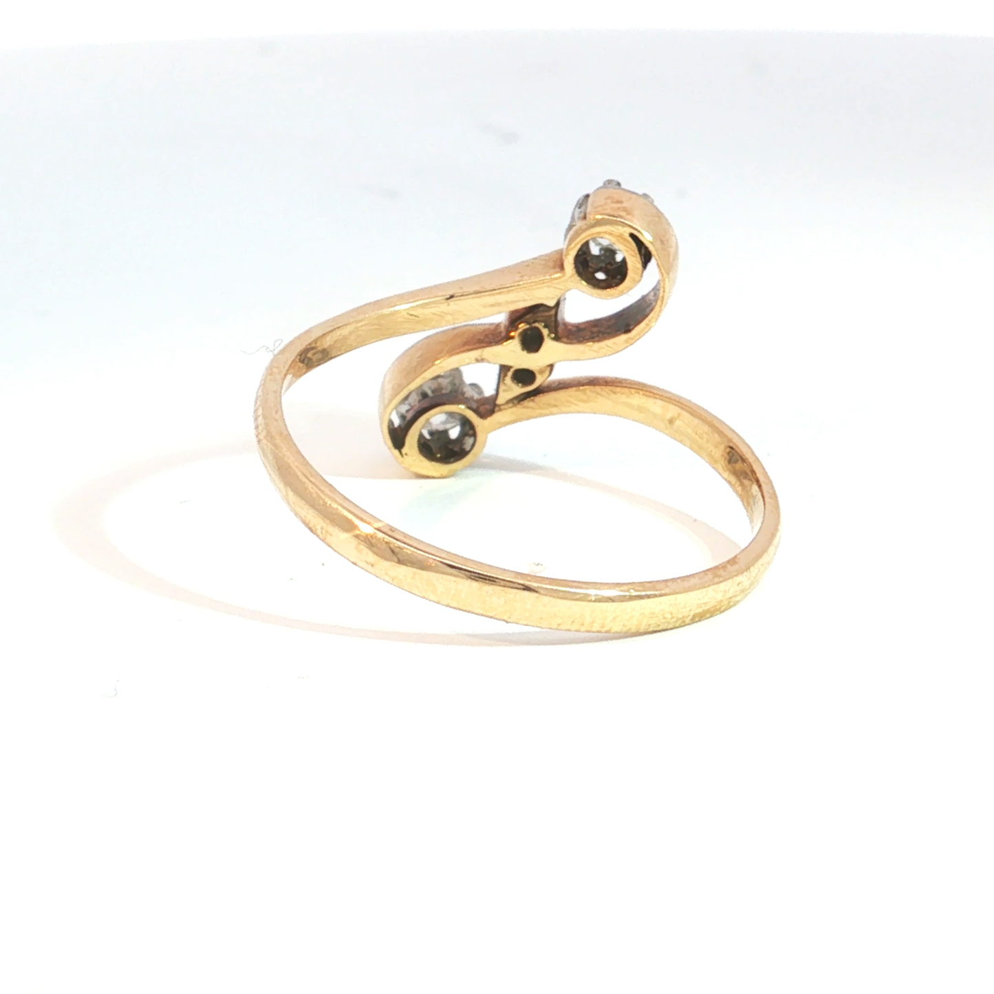 Antique Edwardian Old Mine Cut Diamond Bypass Style Ring