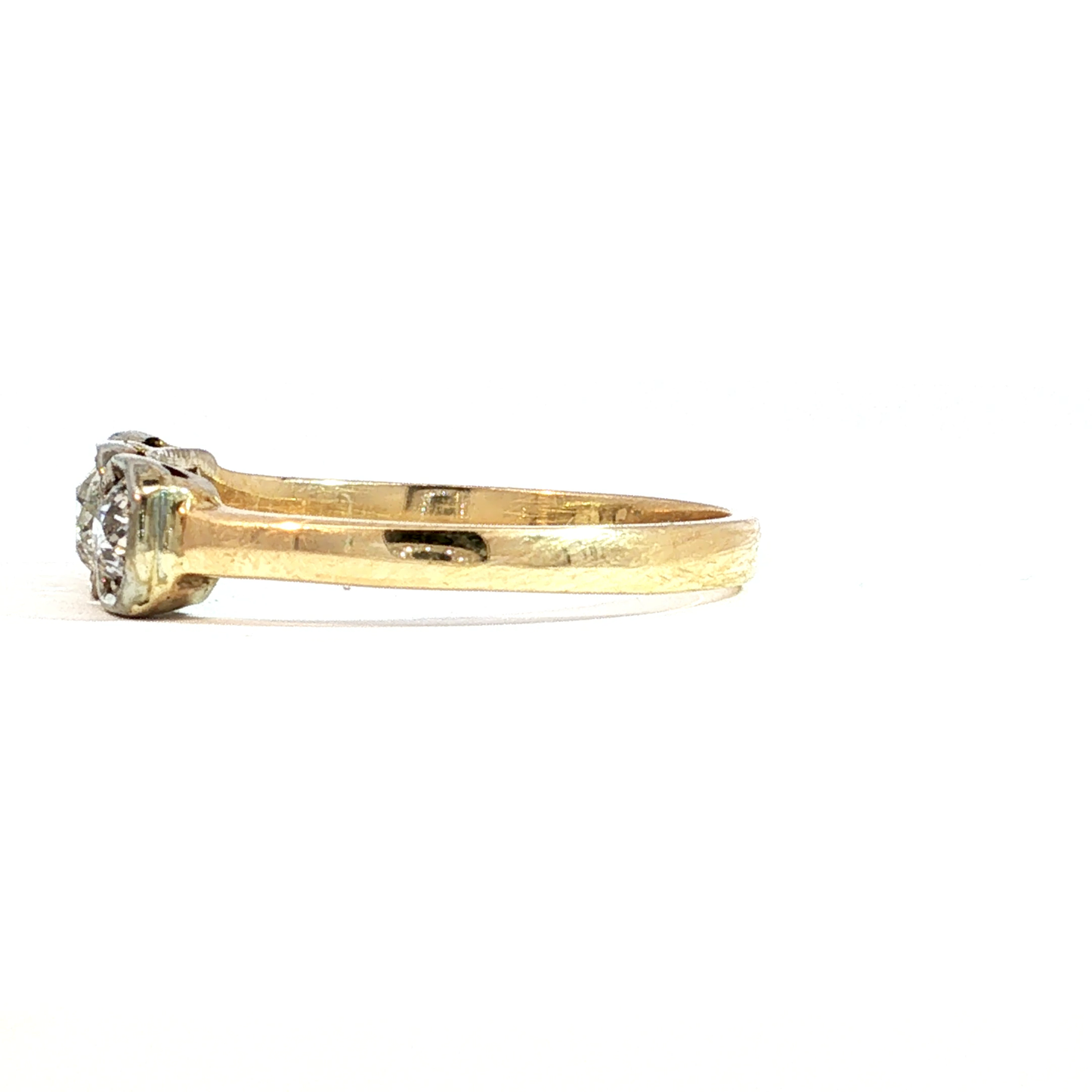 Art Deco Three-Stone Diamond Two-Tone Ring