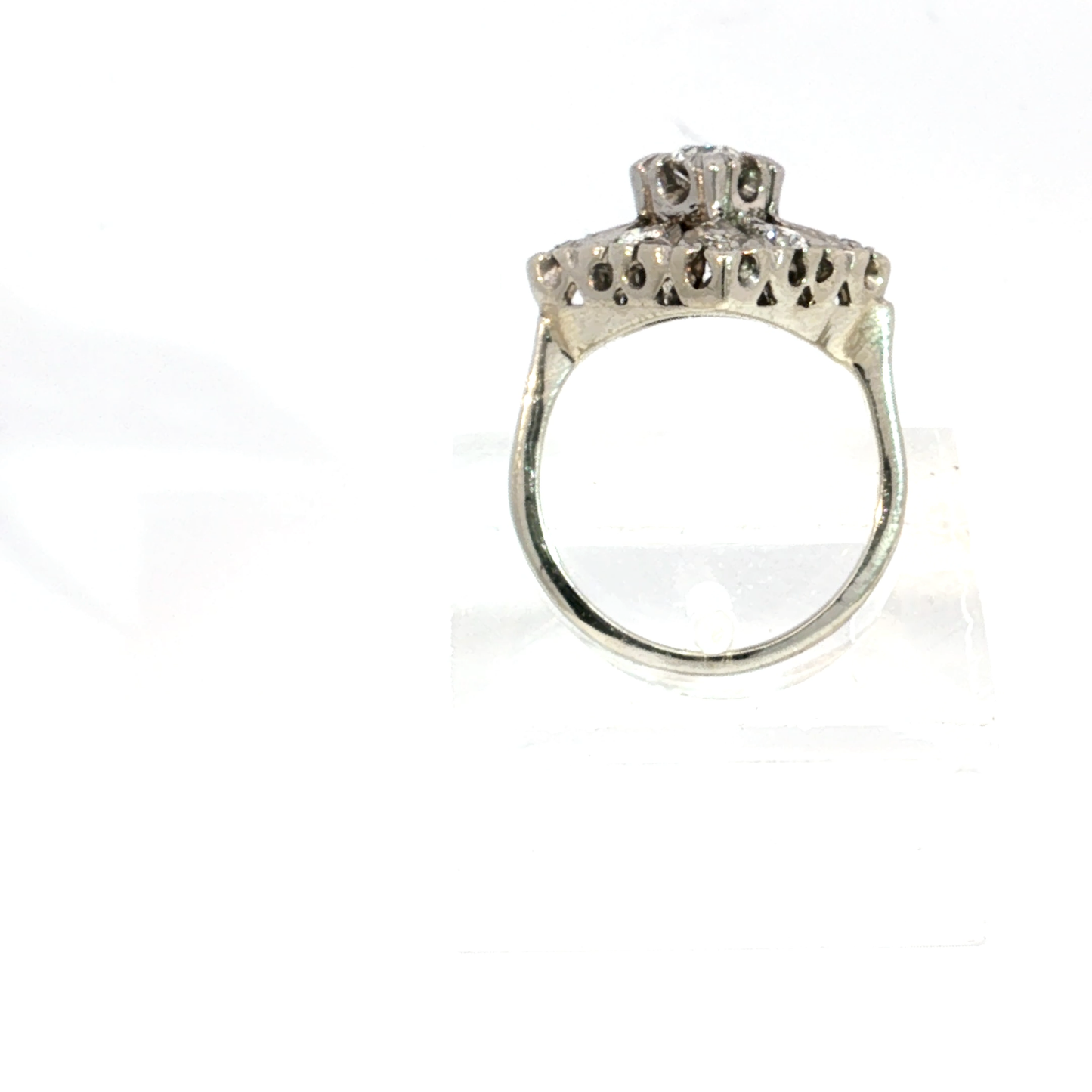 Art Deco Diamond Cocktail Ring in 14k White Gold