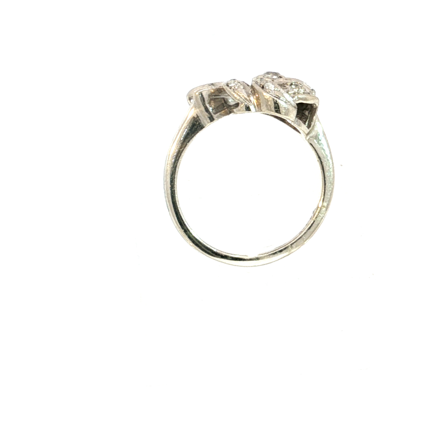Floral Motif Natural Diamond Retro Cocktail Ring in 14k White Gold