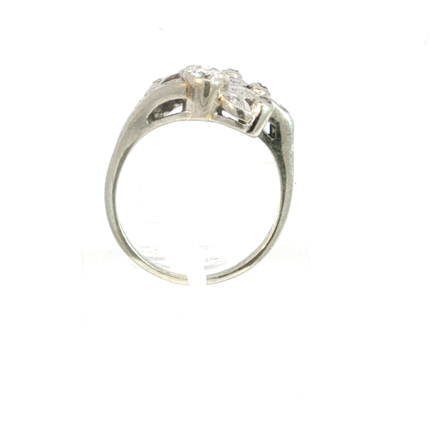 Vintage Natural Diamond Floral Cocktail Ring in 14k White Gold
