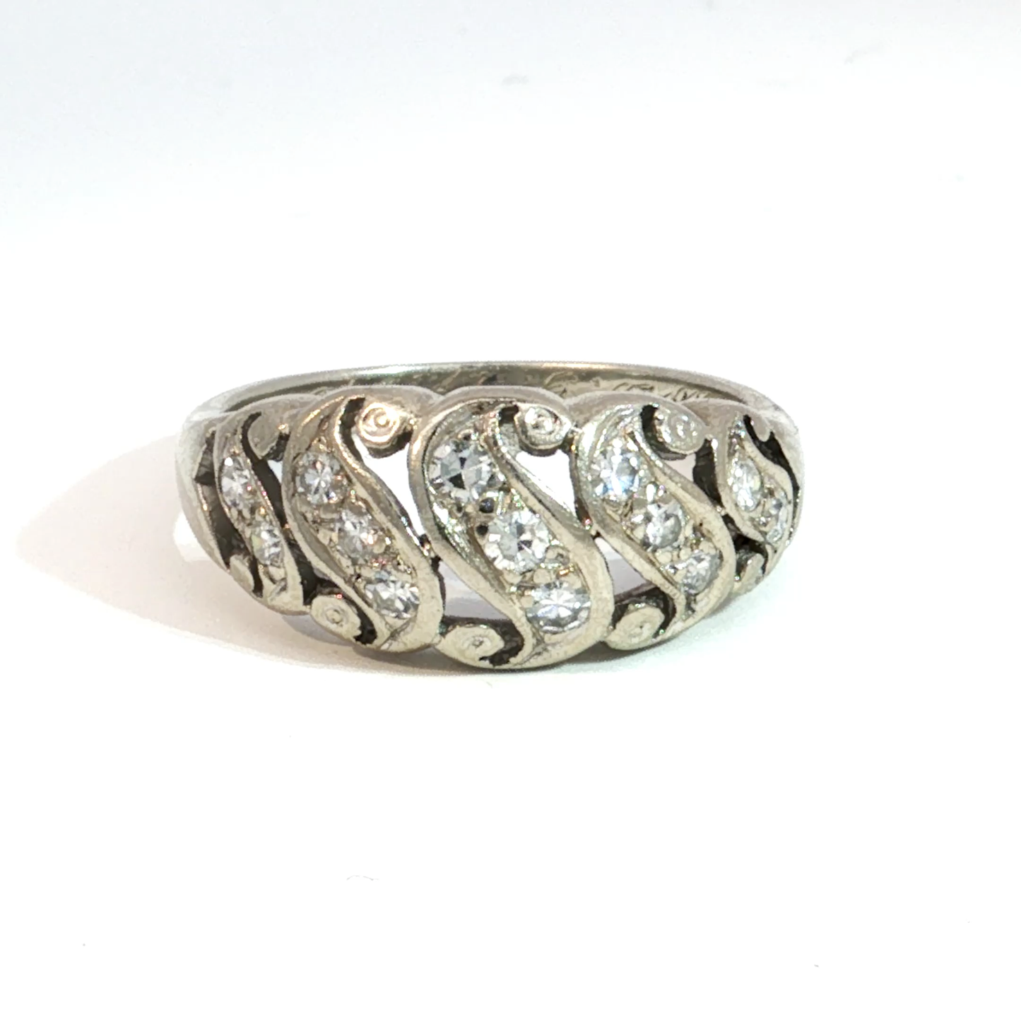 Art Deco Diamond Band in 14k White Gold