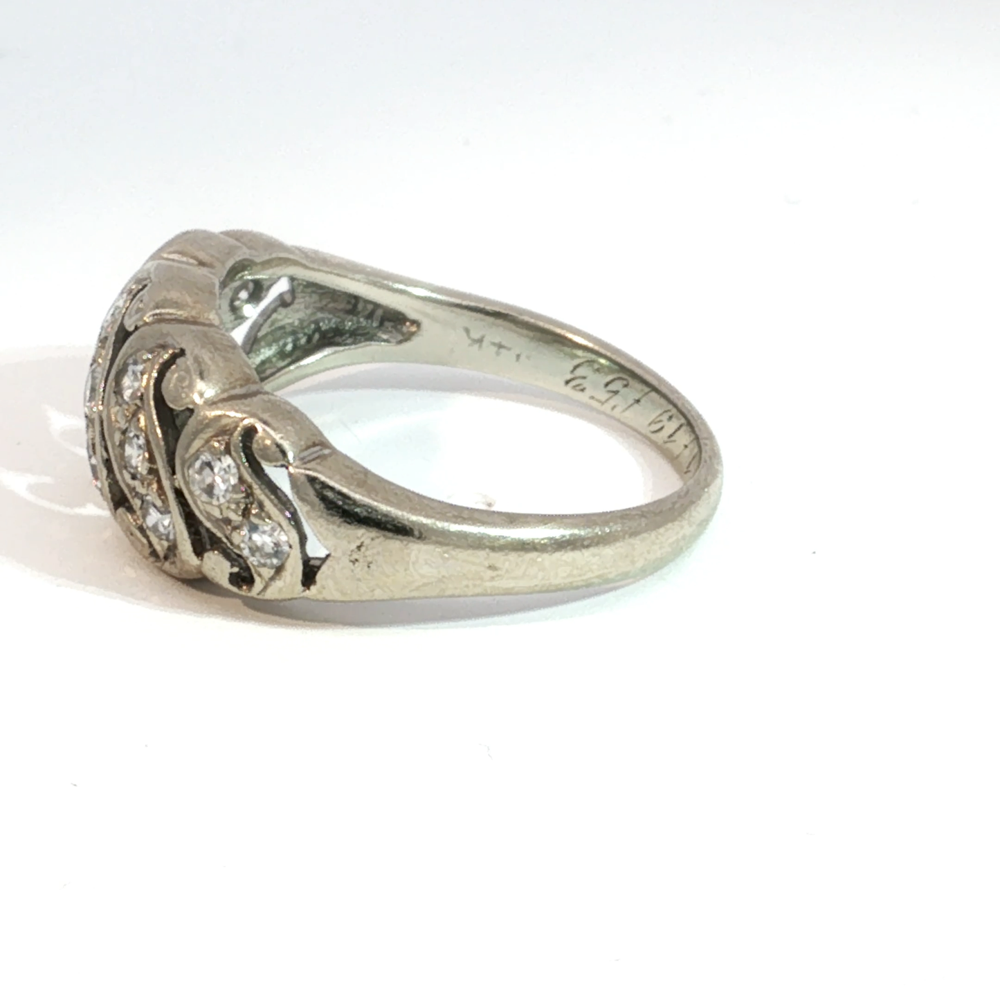 Art Deco Diamond Band in 14k White Gold