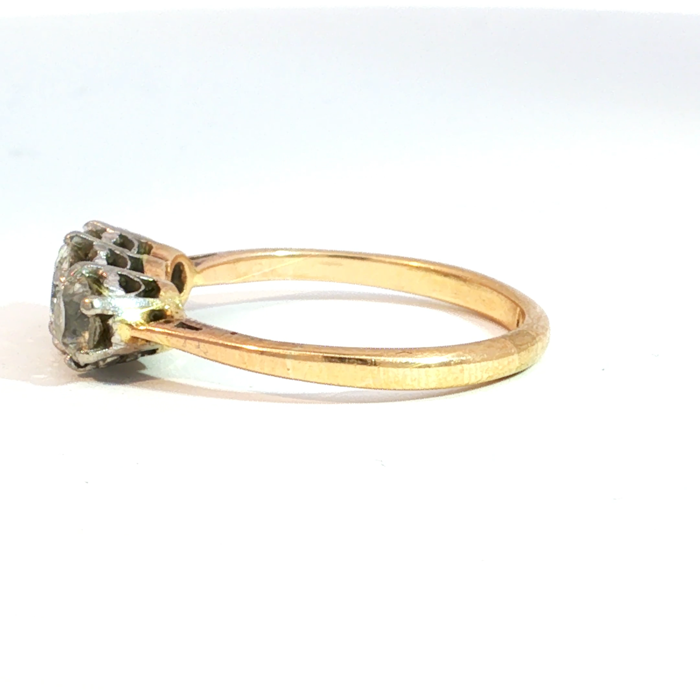 Three Stone Old Mine Cut Diamond Victorian Ring