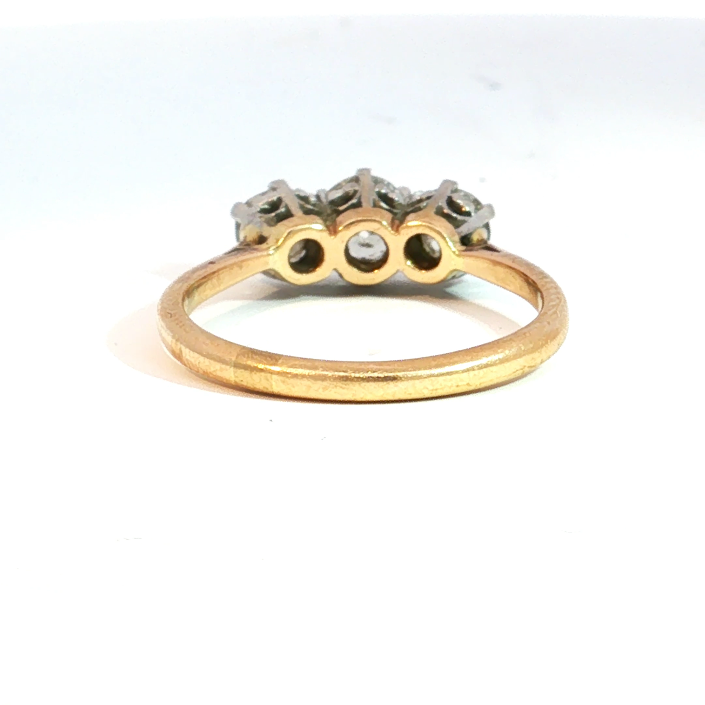 Three Stone Old Mine Cut Diamond Victorian Ring