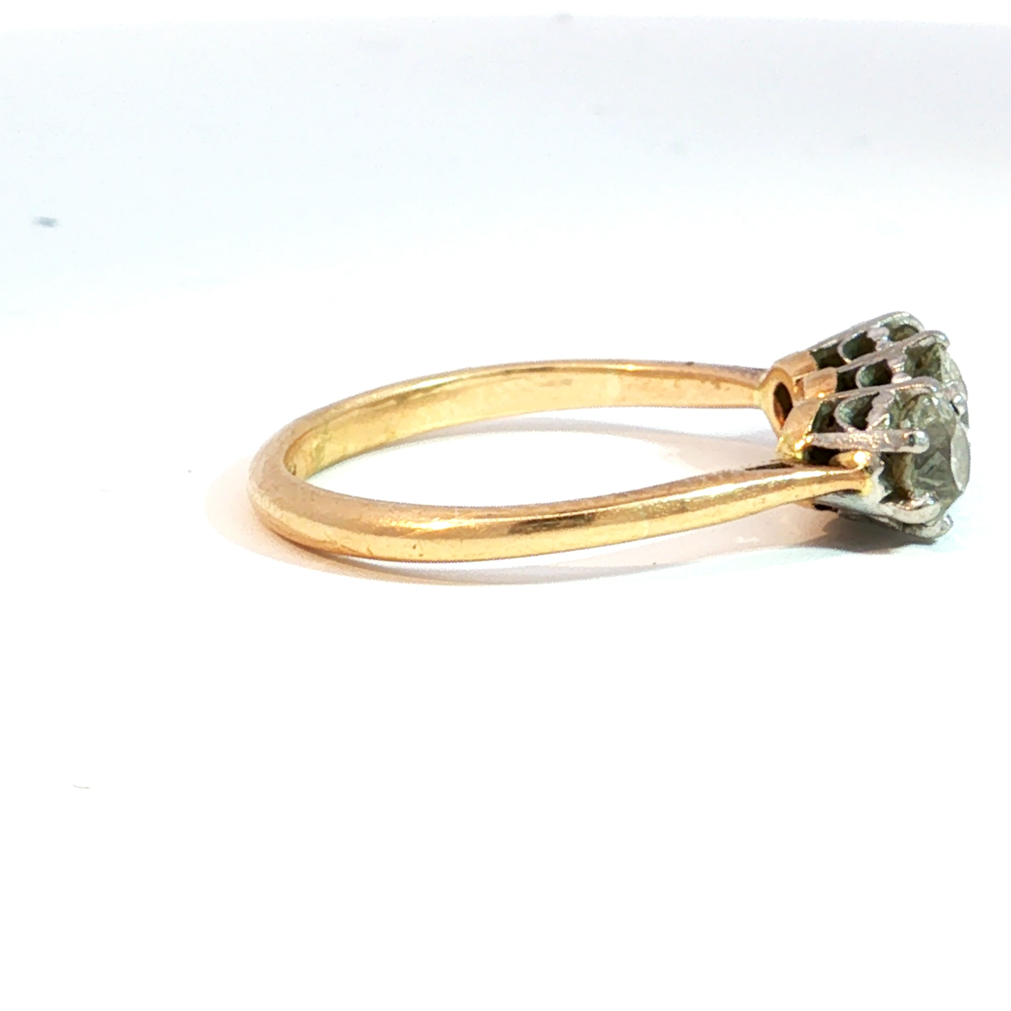 Three Stone Old Mine Cut Diamond Victorian Ring