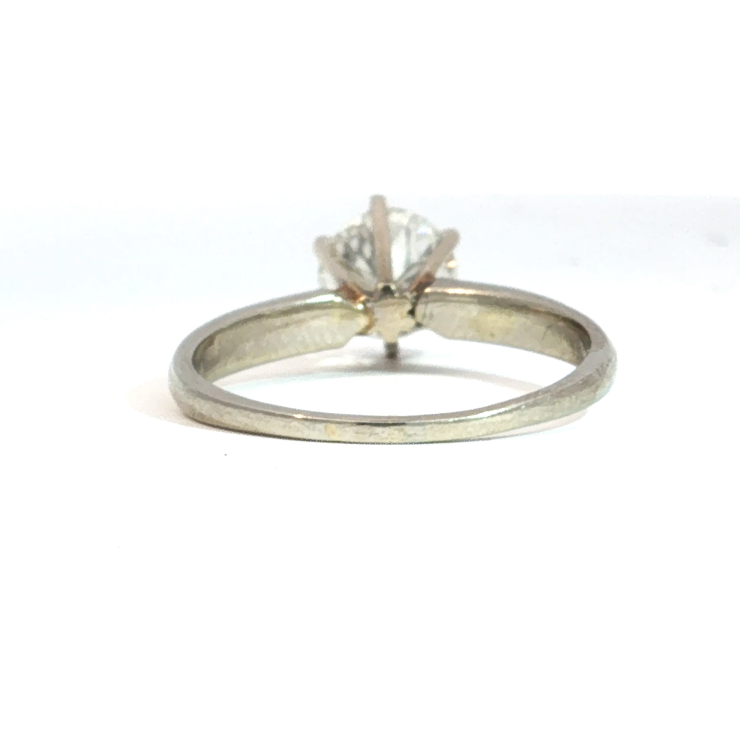 Old European Cut 1ct Natural Diamond Solitaire Ring in 14k White Gold