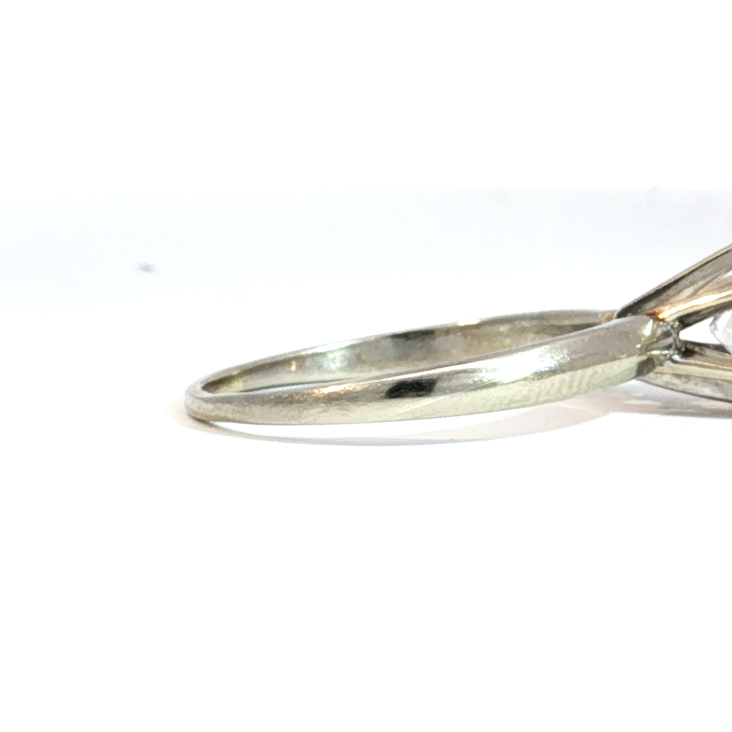 Old European Cut 1ct Natural Diamond Solitaire Ring in 14k White Gold