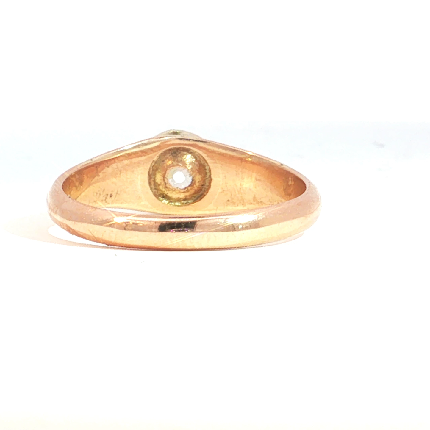 Antique Victorian Bezel Set Old Mine Cut Natural Diamond Solitaire Ring in 14k Rose Gold