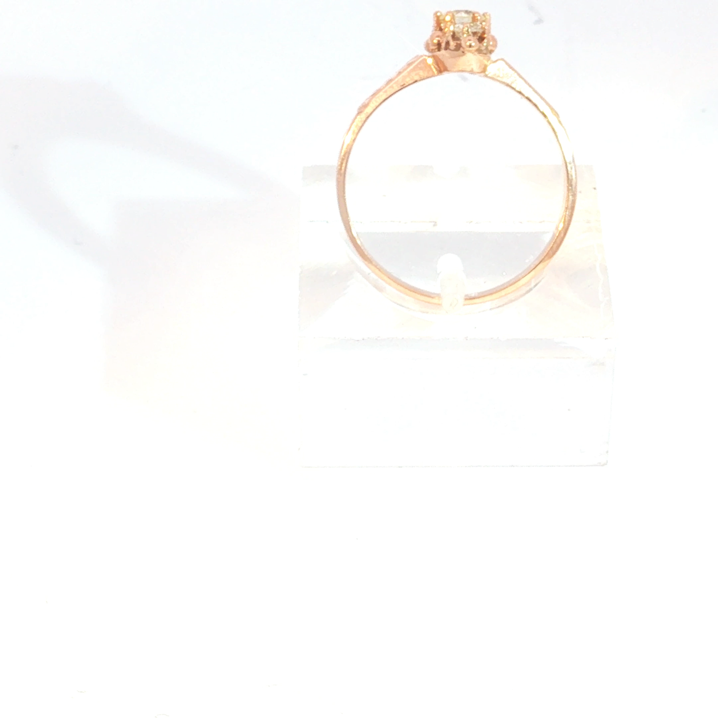 Antique Victorian Rose Gold and Natural Diamond Navette Ring