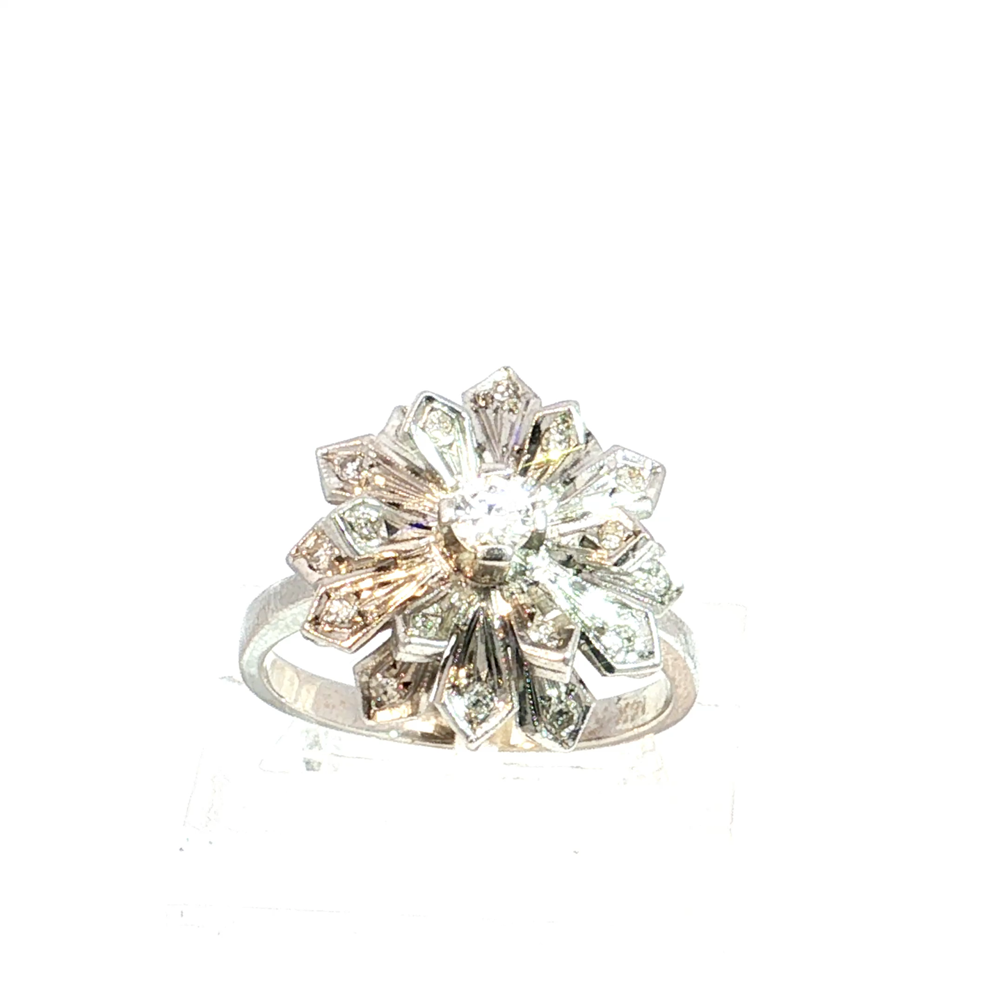 Reworked Vintage Diamond Floral Cocktail Ring in 10k White Gold