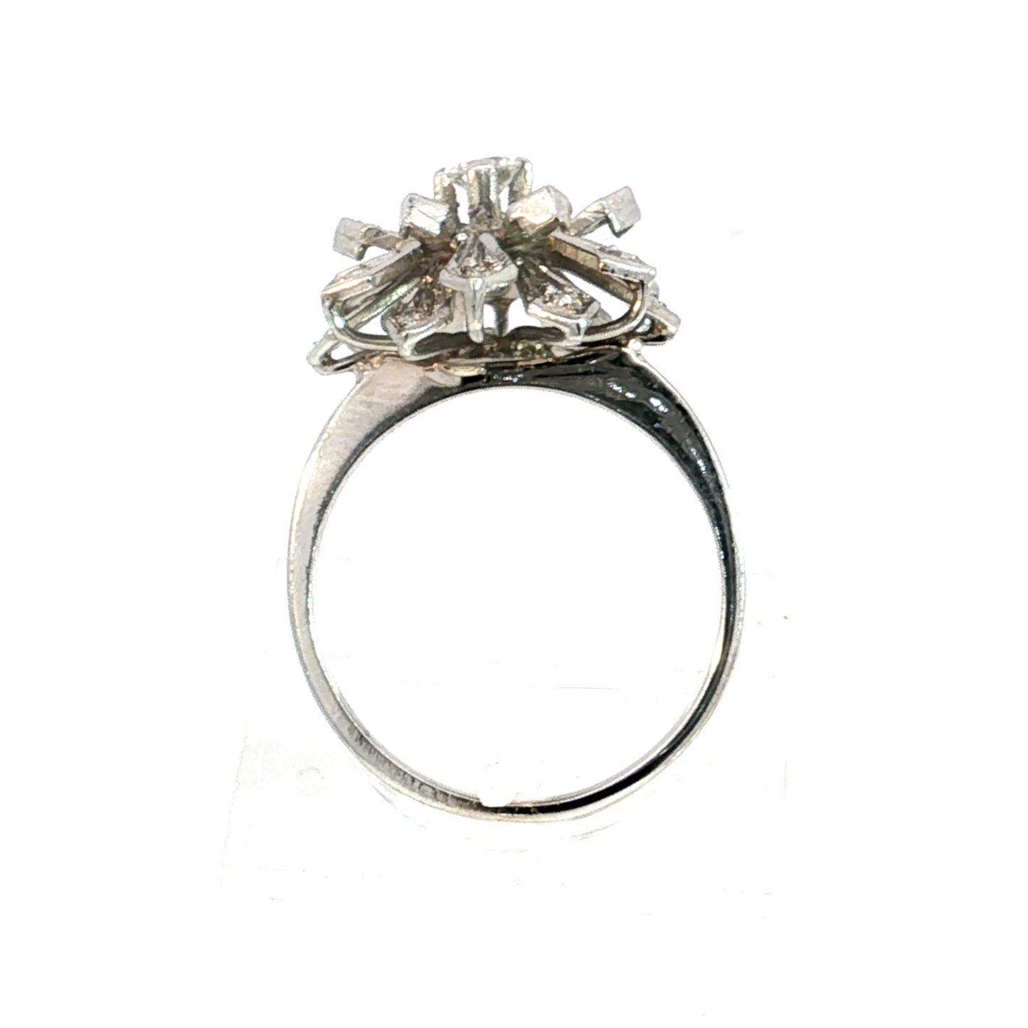 Reworked Vintage Diamond Floral Cocktail Ring in 10k White Gold