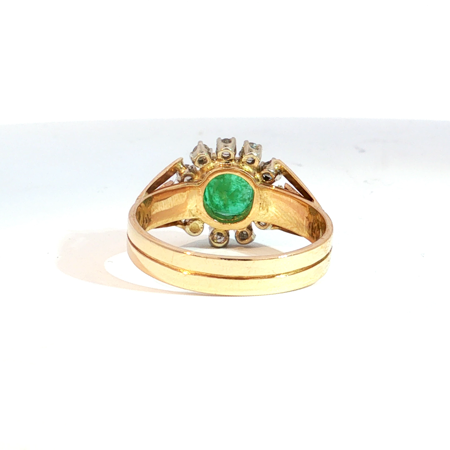 Yellow Gold Emerald and Diamond Cocktail Ring in 14k Yellow Gold