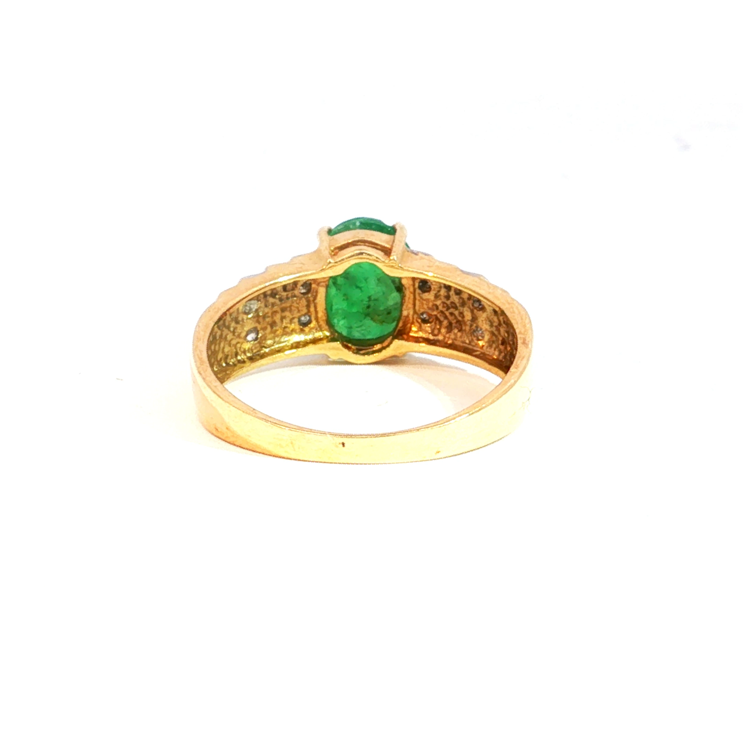 Vintage Cabochon Emerald Ring with Diamond Accents