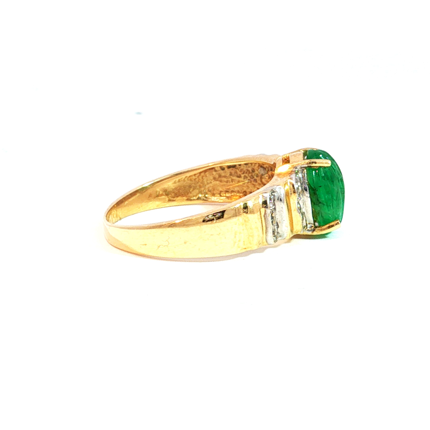 Vintage Cabochon Emerald Ring with Diamond Accents