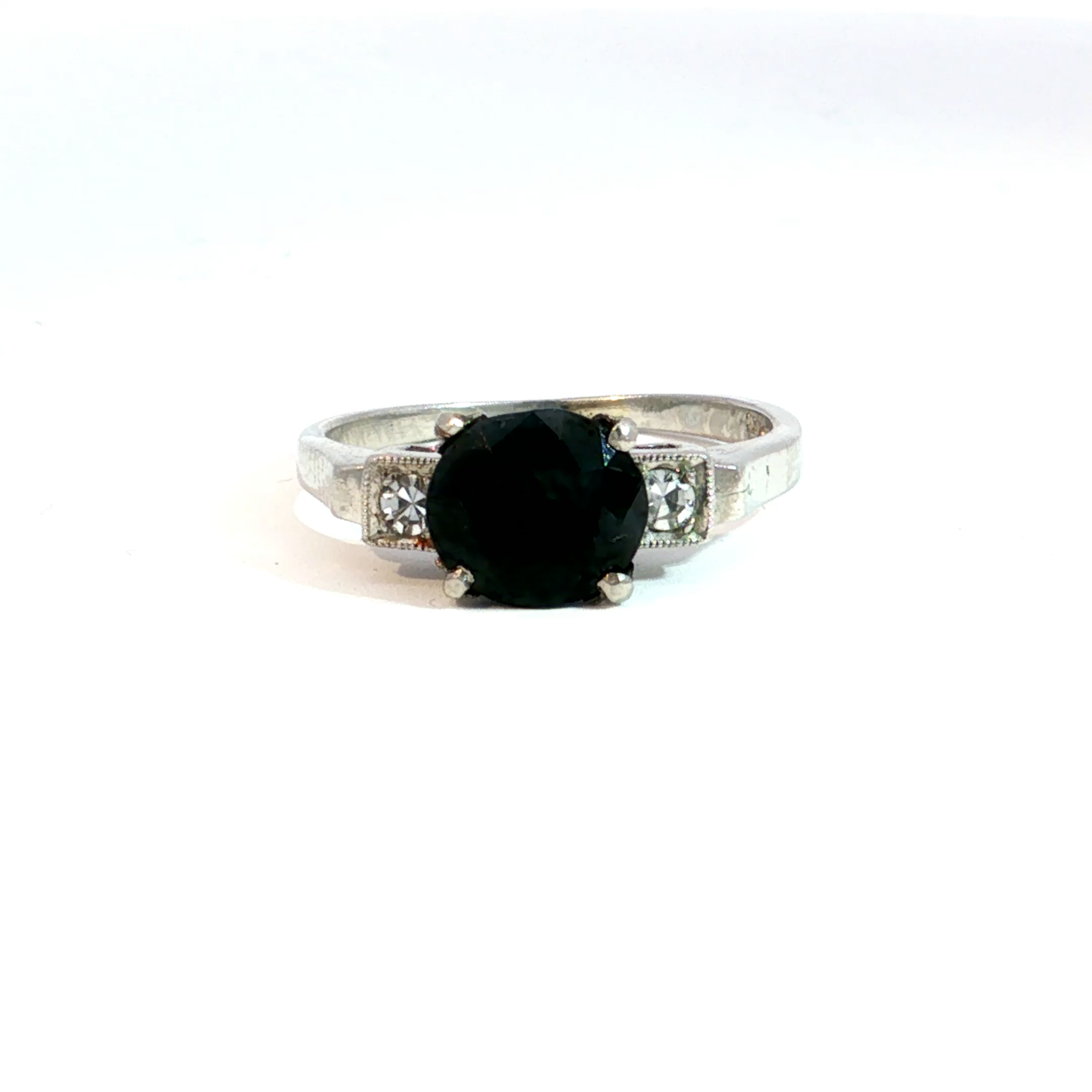 Vintage Platinum Sapphire and Diamond ring