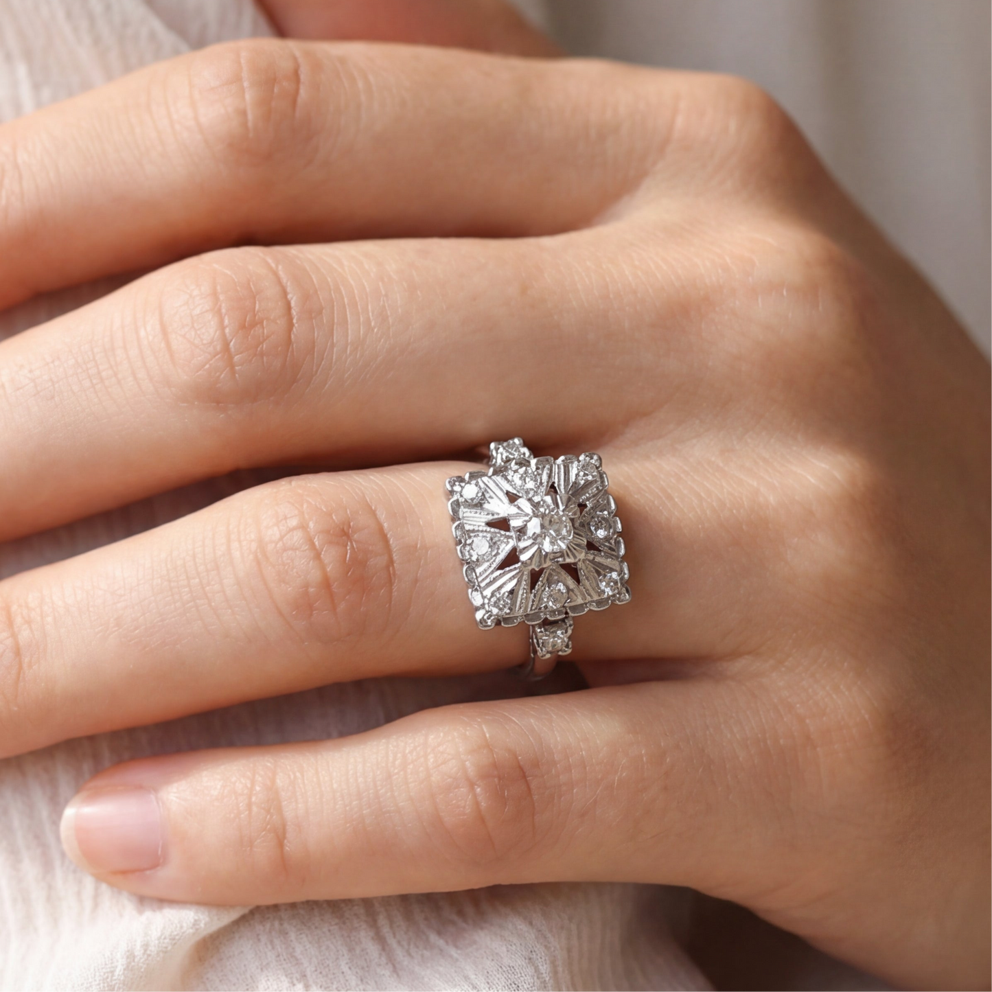 Vintage diamond cocktail ring circa 1930s