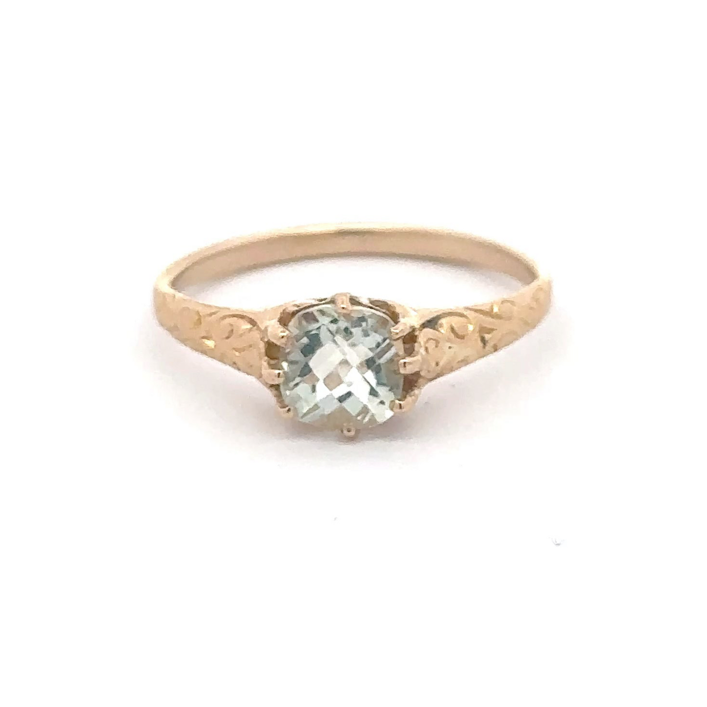 Antique Victorian green amethyst ring in 14k yellow gold