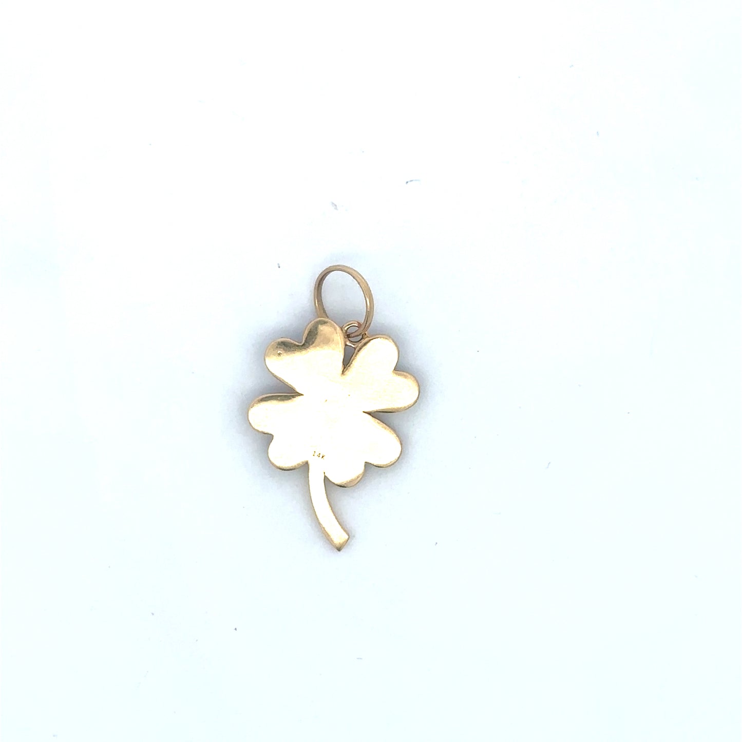 Silver Lady Vintage enamel and yellow gold clover pendant with diamond center, showcasing intricate floral jewelry design.