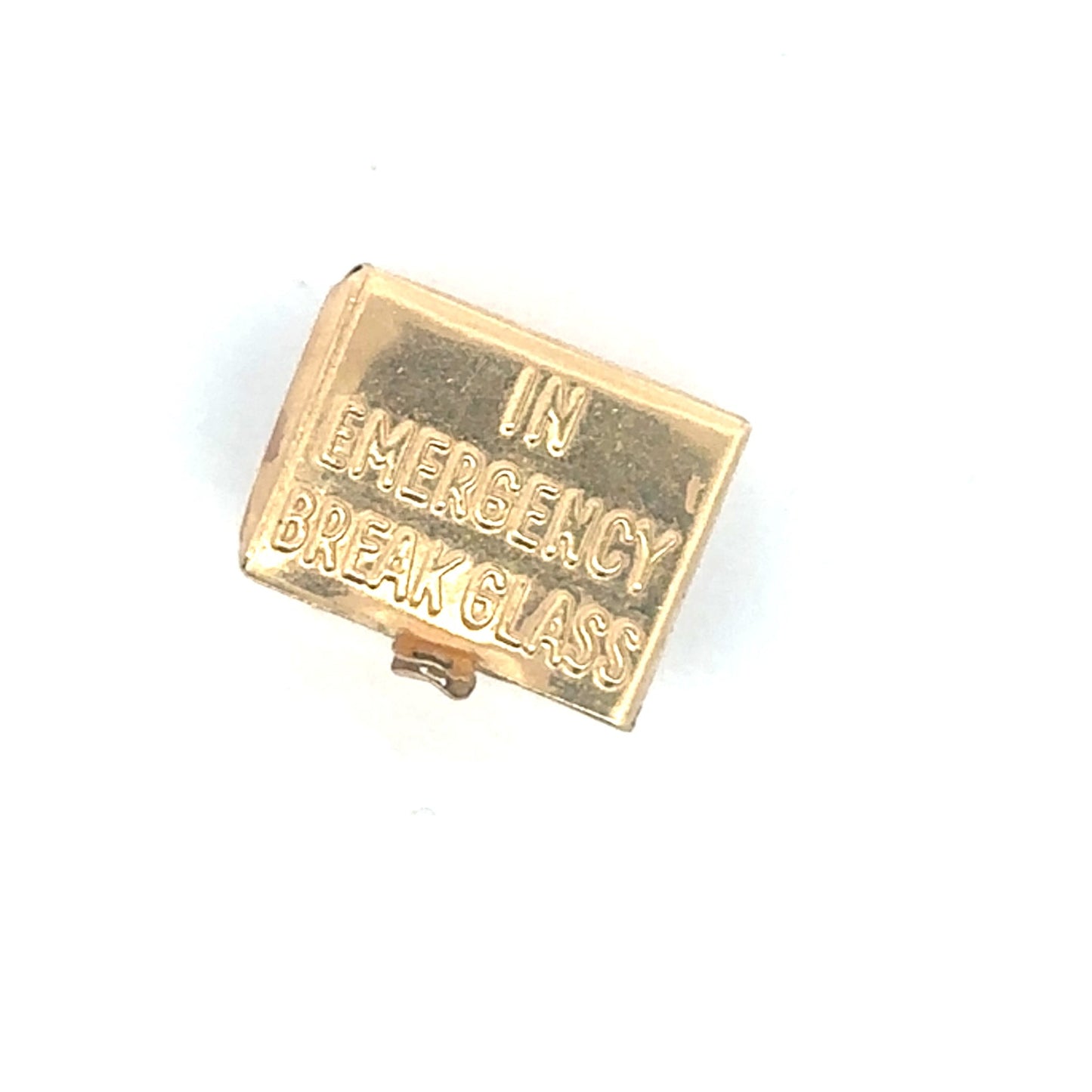 Vintage emergency money novelty pendant in 14k yellow gold, featuring a compact, functional design by Silver Lady Vintage.