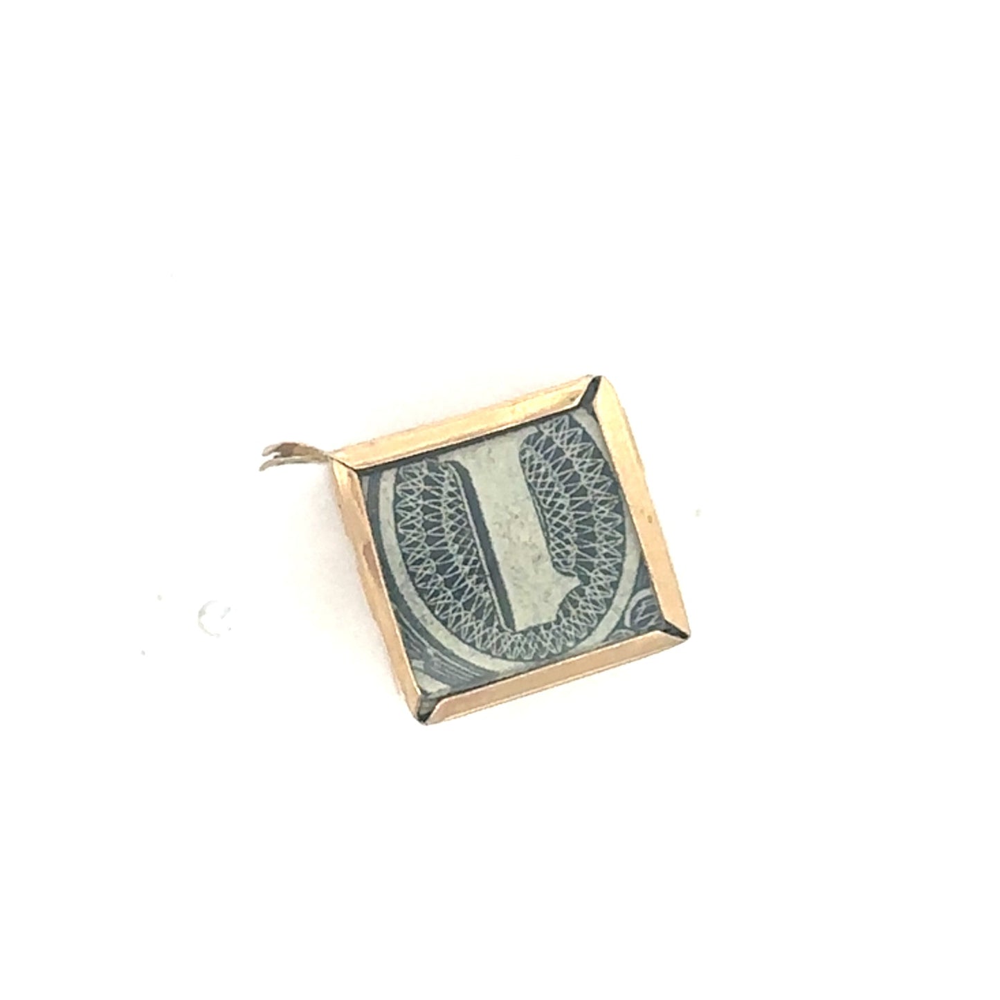 Vintage emergency money pendant in 14k yellow gold with novelty design, crafted by Silver Lady Vintage.